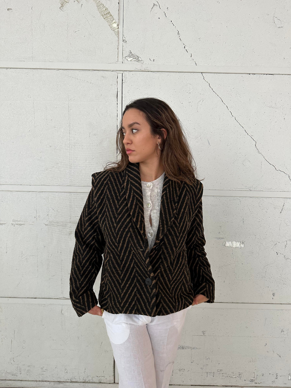 Astoria Blazer Ceket - Siyah-Bej