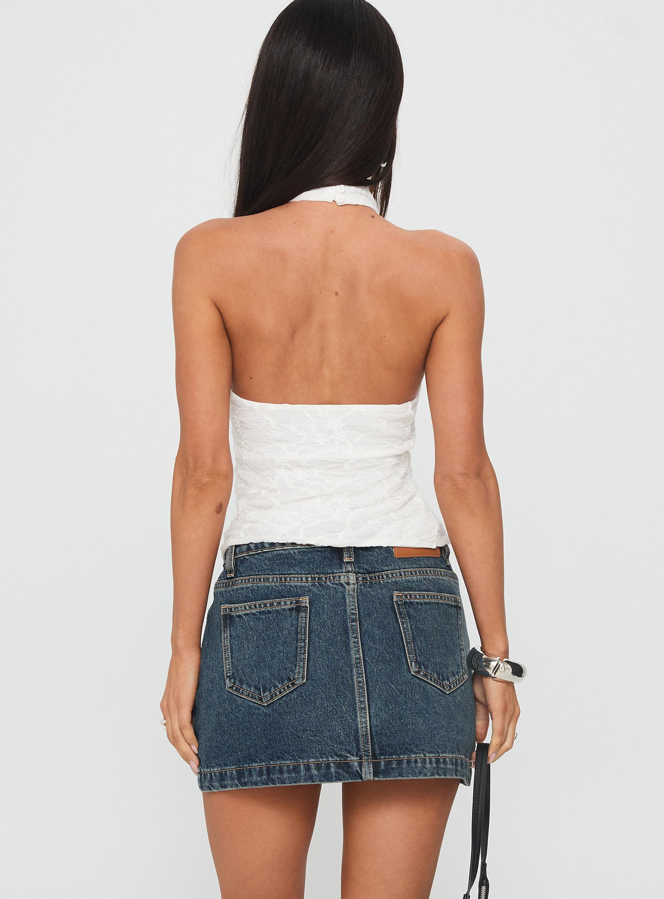Nickei Yıkanmış Mavi Denim Mini Etek