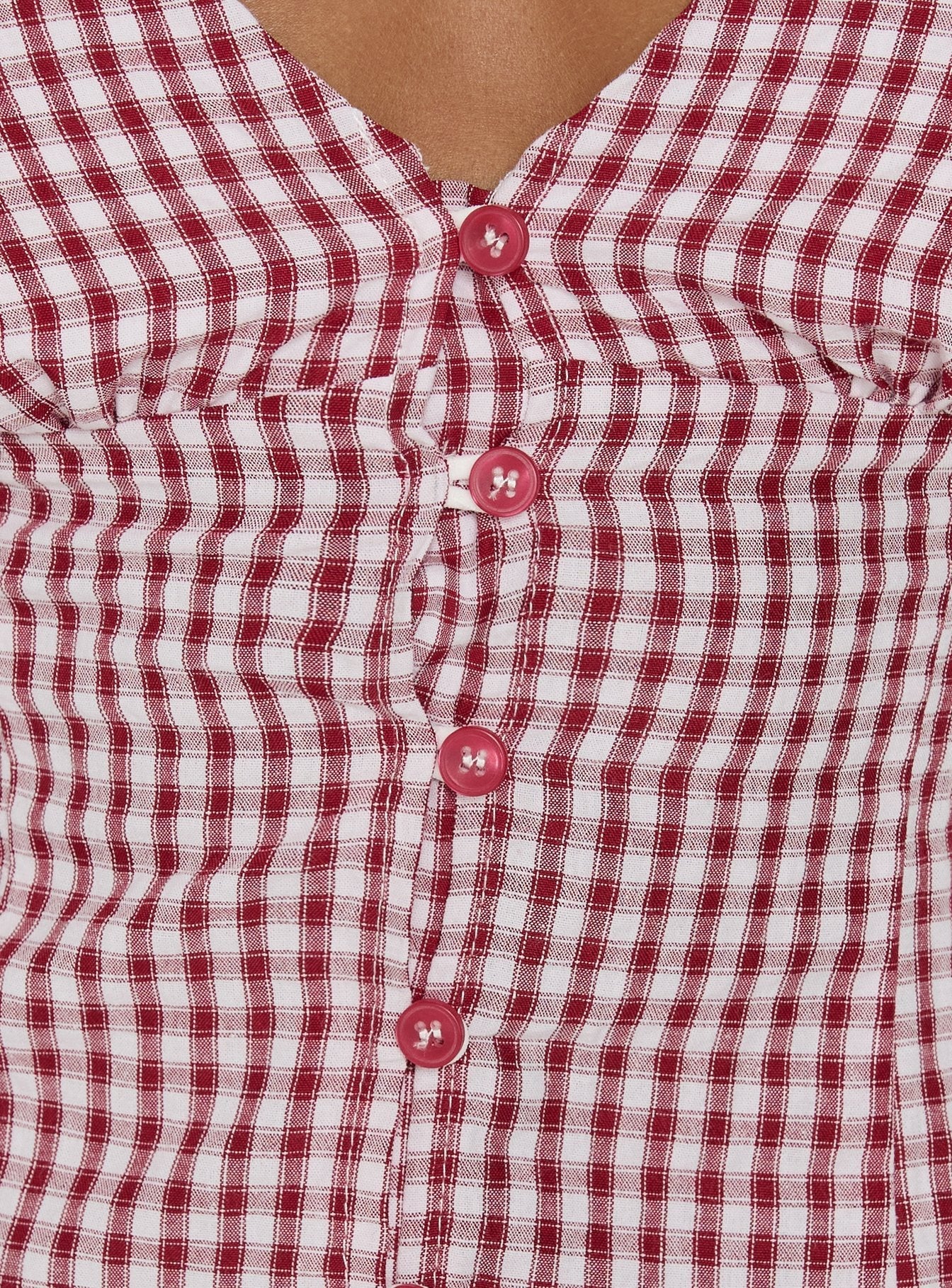 Isolda Kırmızı Gingham Bluz
