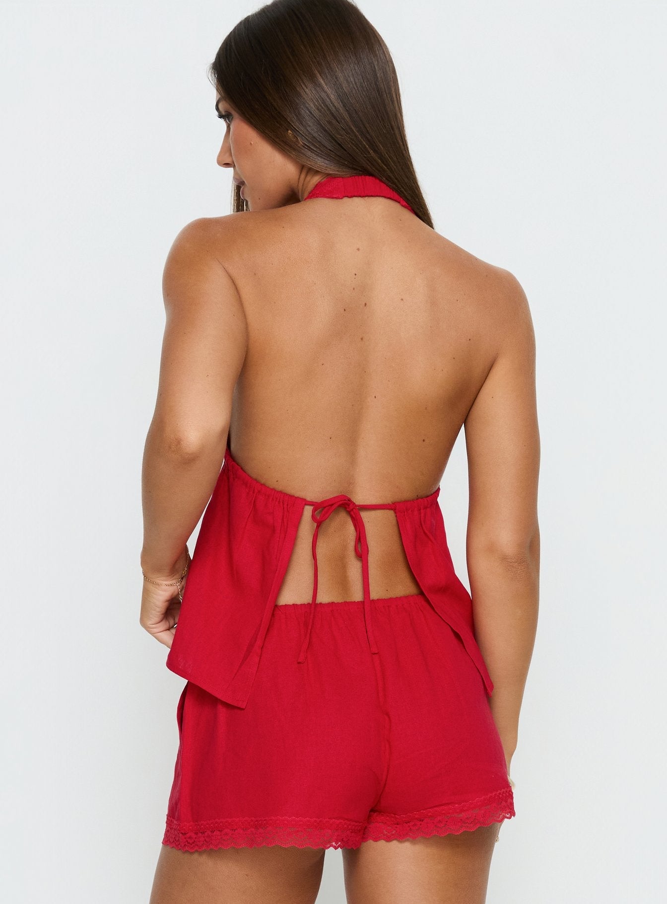 Cloud Crush Kırmızı Keten Karışımlı Halter Top