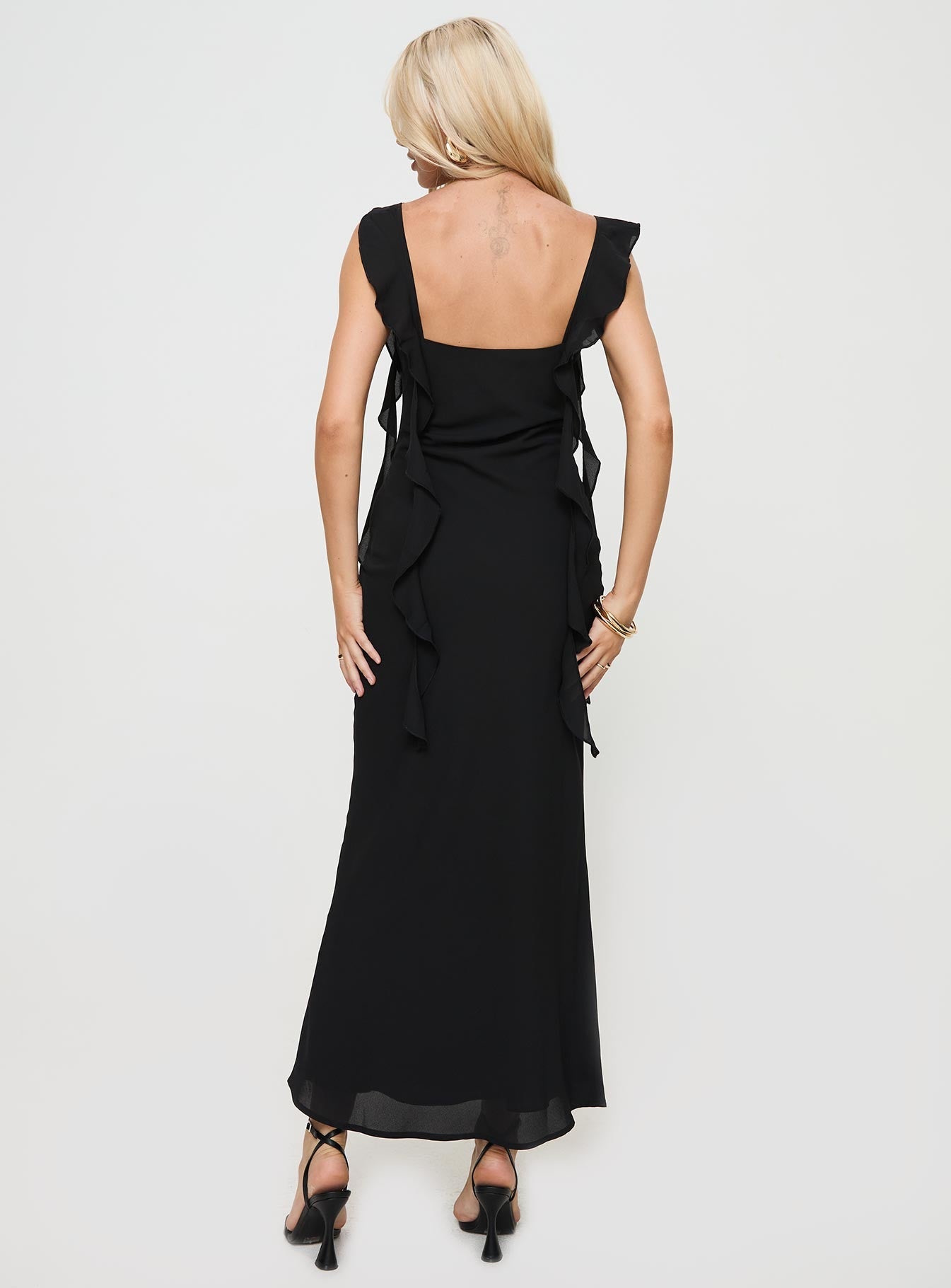 Siyah Lanai Maxi Elbise