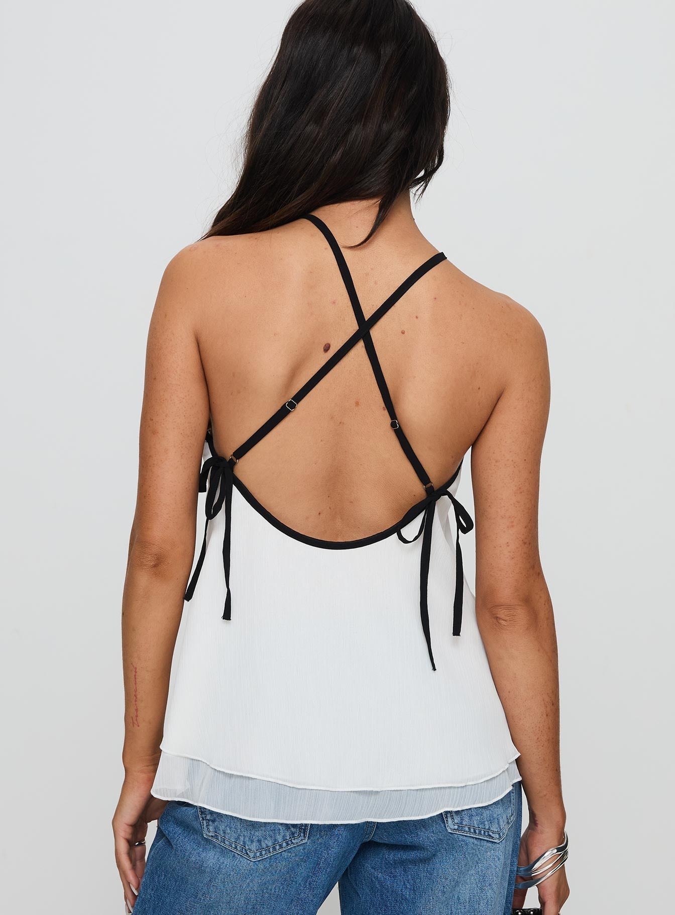 Rafaella Krem Kontrast Biyeli Halter Top