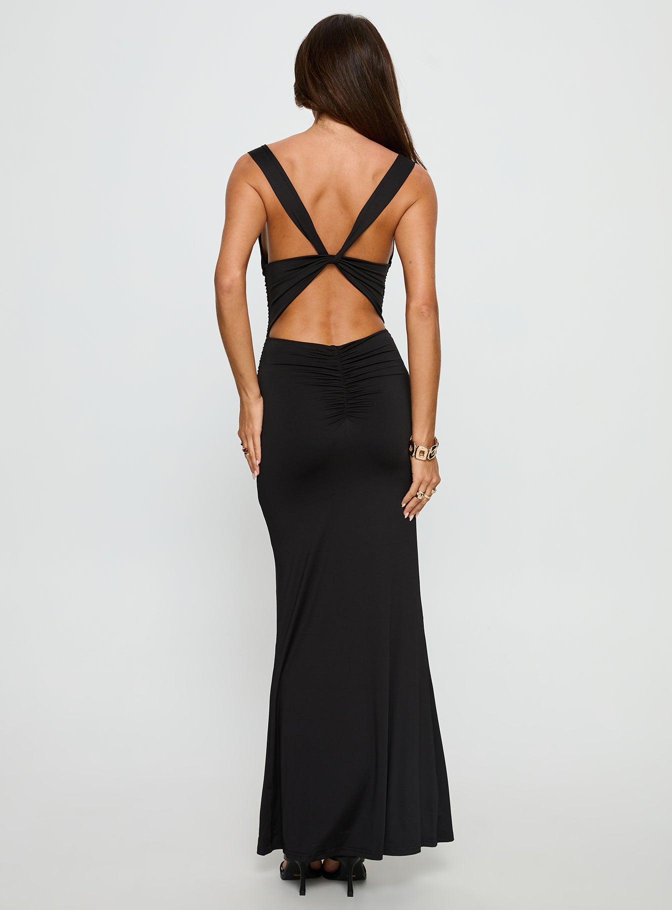 Yakira Siyah Halter Yaka Maxi Elbise