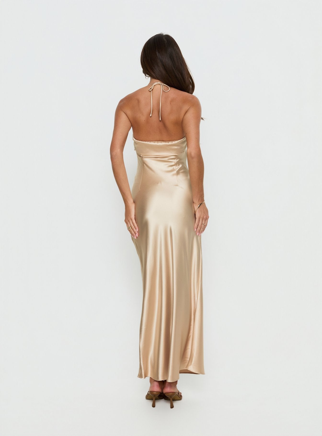 Şampanya Ateşe Dayanıklı Maxi Elbise