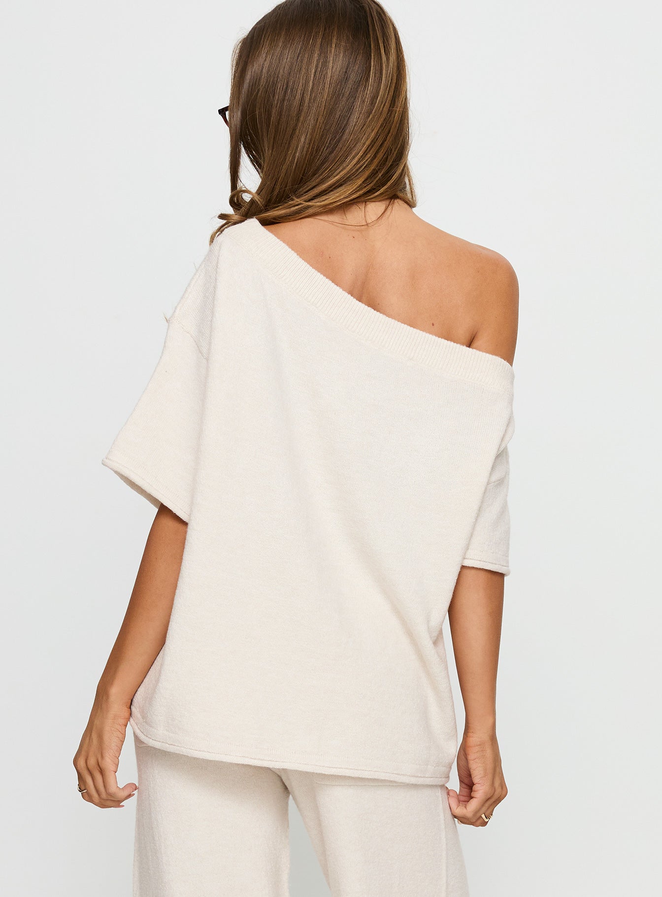 Yırtmaçlı Oversize Triko Bluz - Yulaf