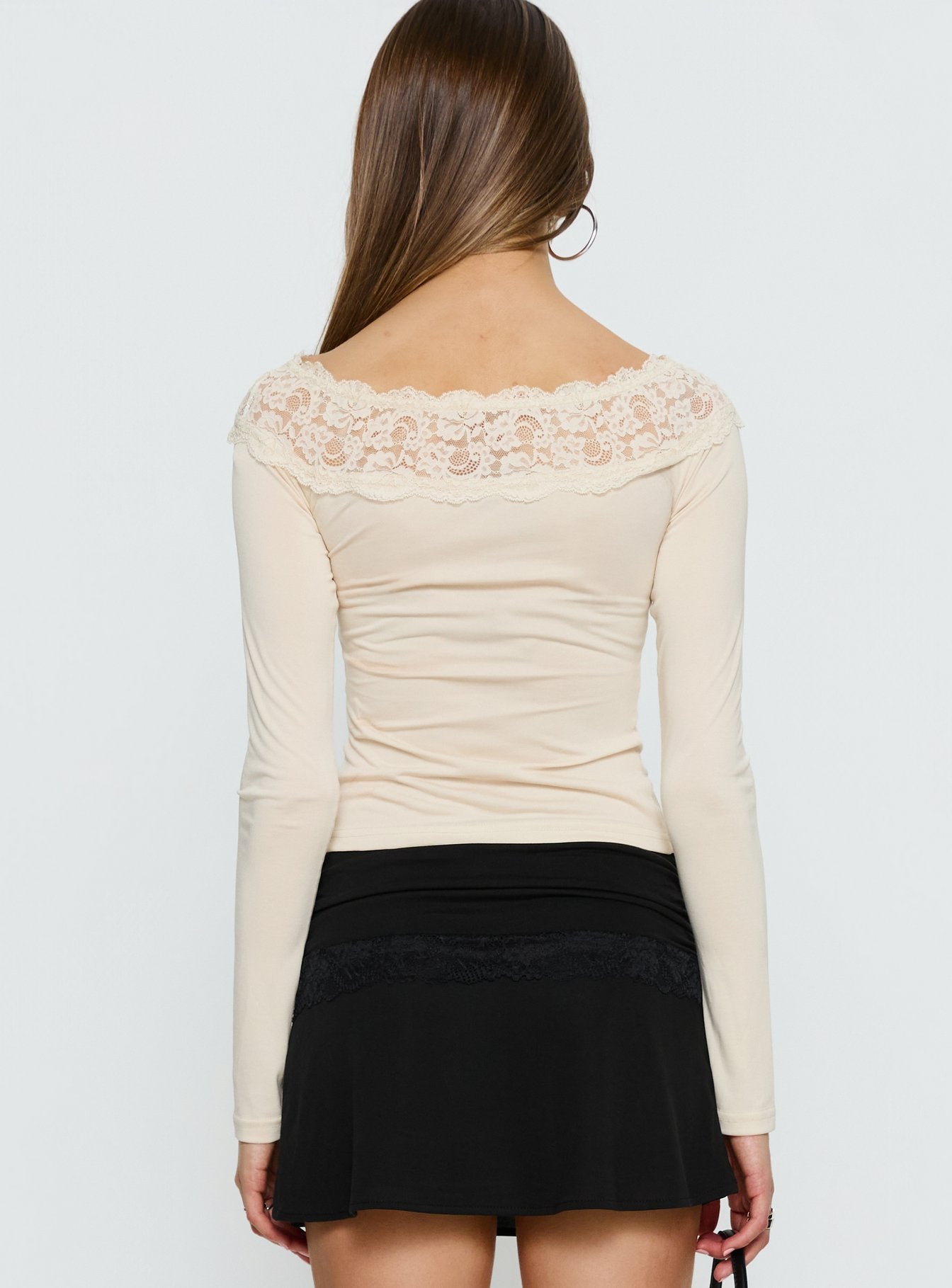 Breiann Dantel Off Shoulder Uzun Kollu Bluz