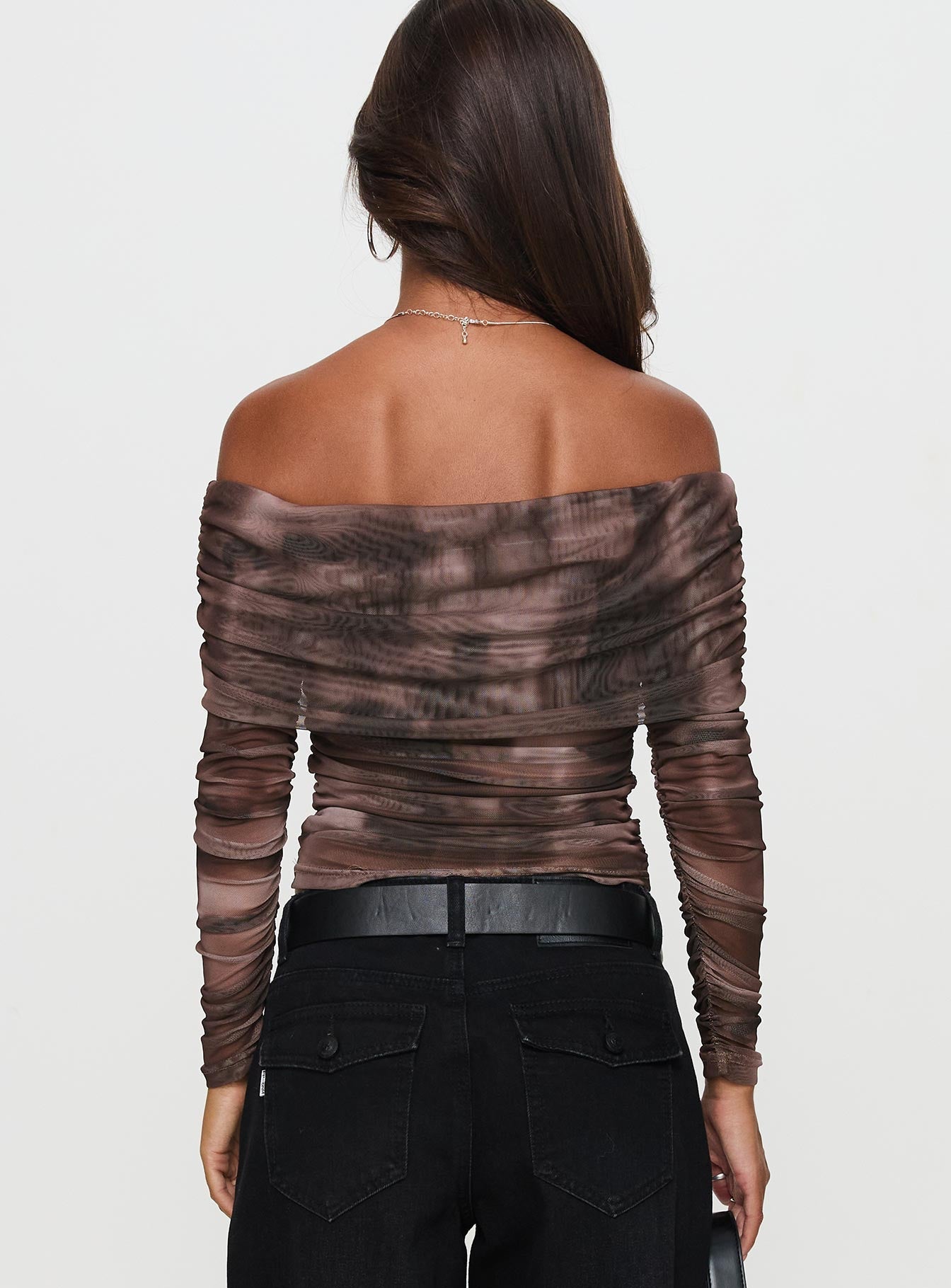 Çok Renkli Off Shoulder Uzun Kollu Bluz