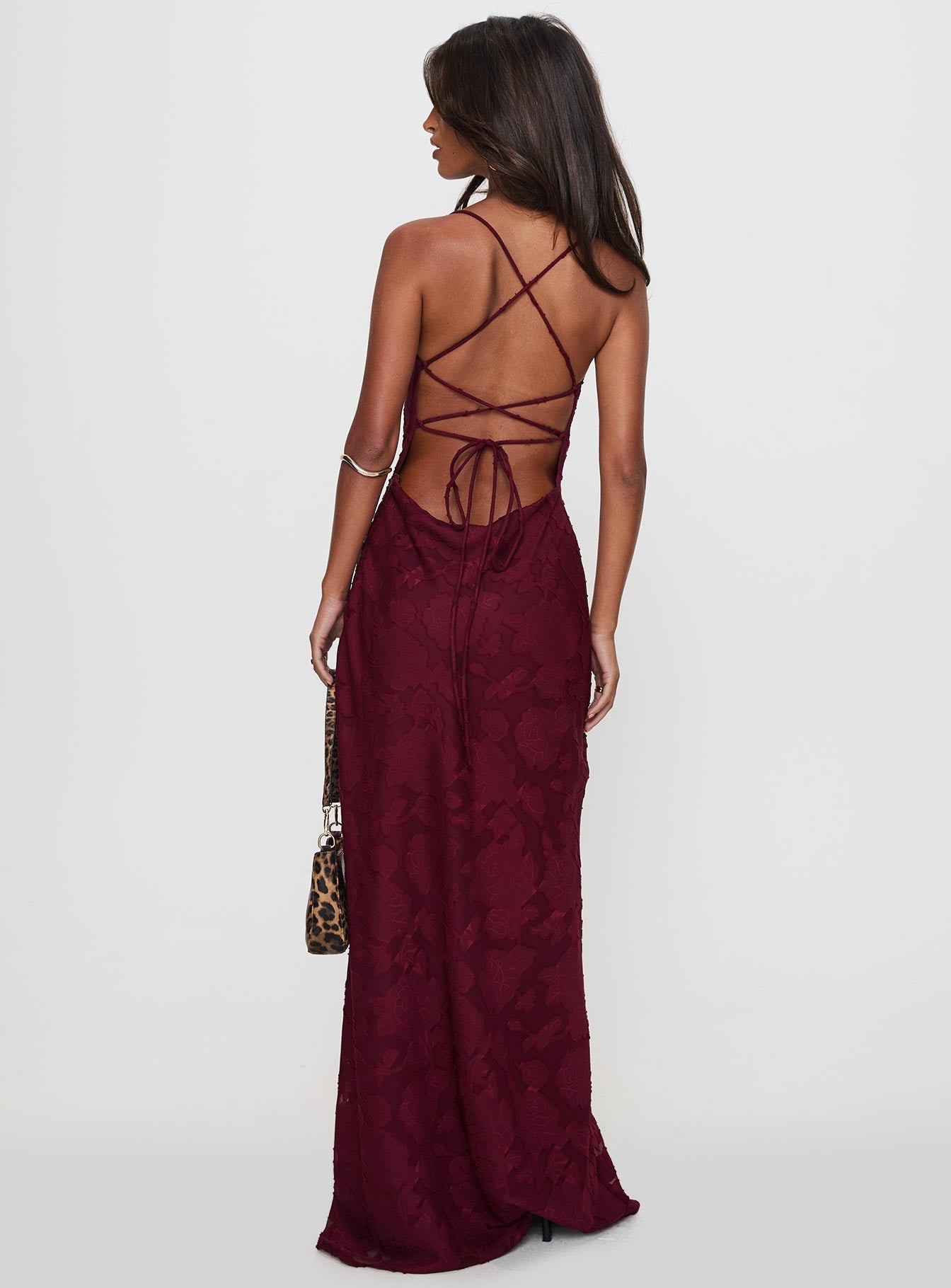 Bordo Celena Maxi Elbise