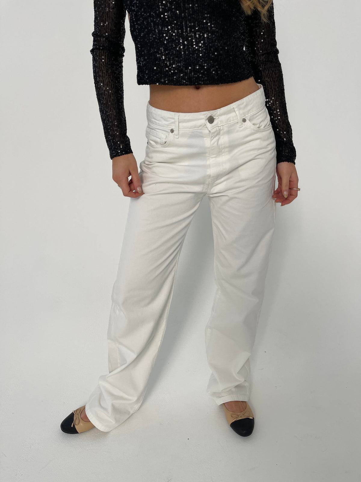 Anemon Beyaz Oversize Denim Pantolon