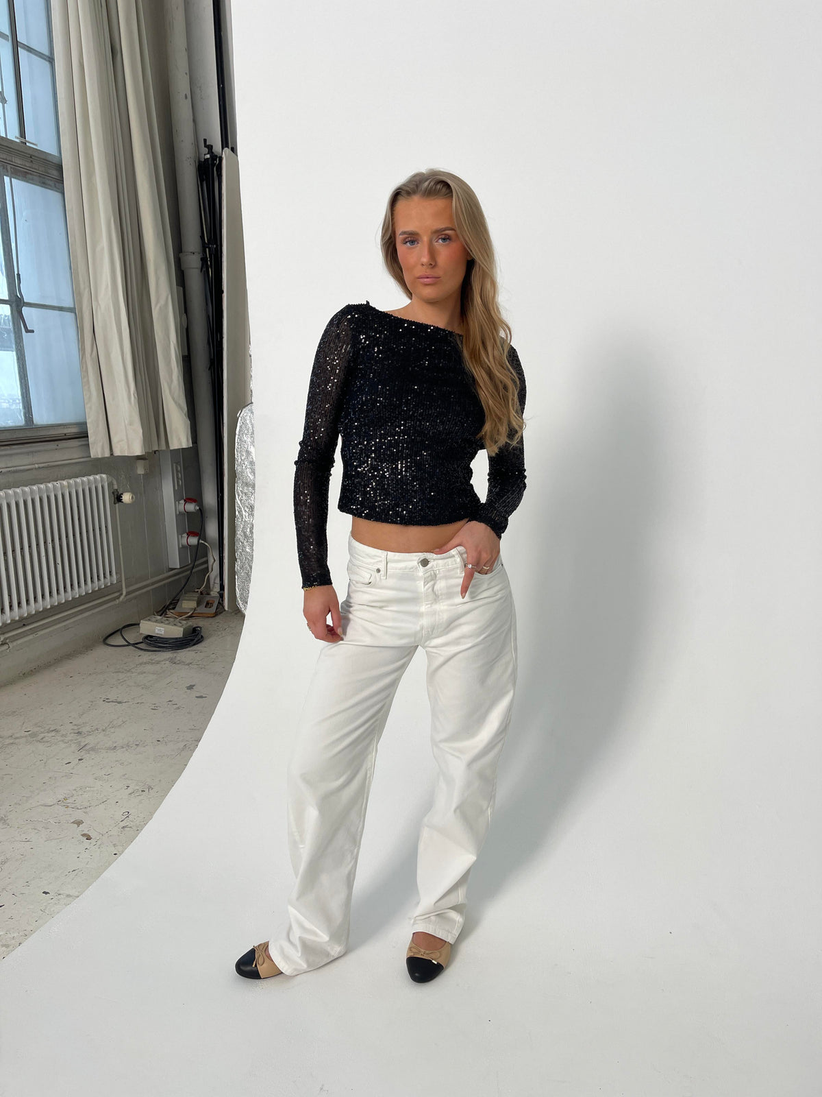 Anemon Beyaz Oversize Denim Pantolon