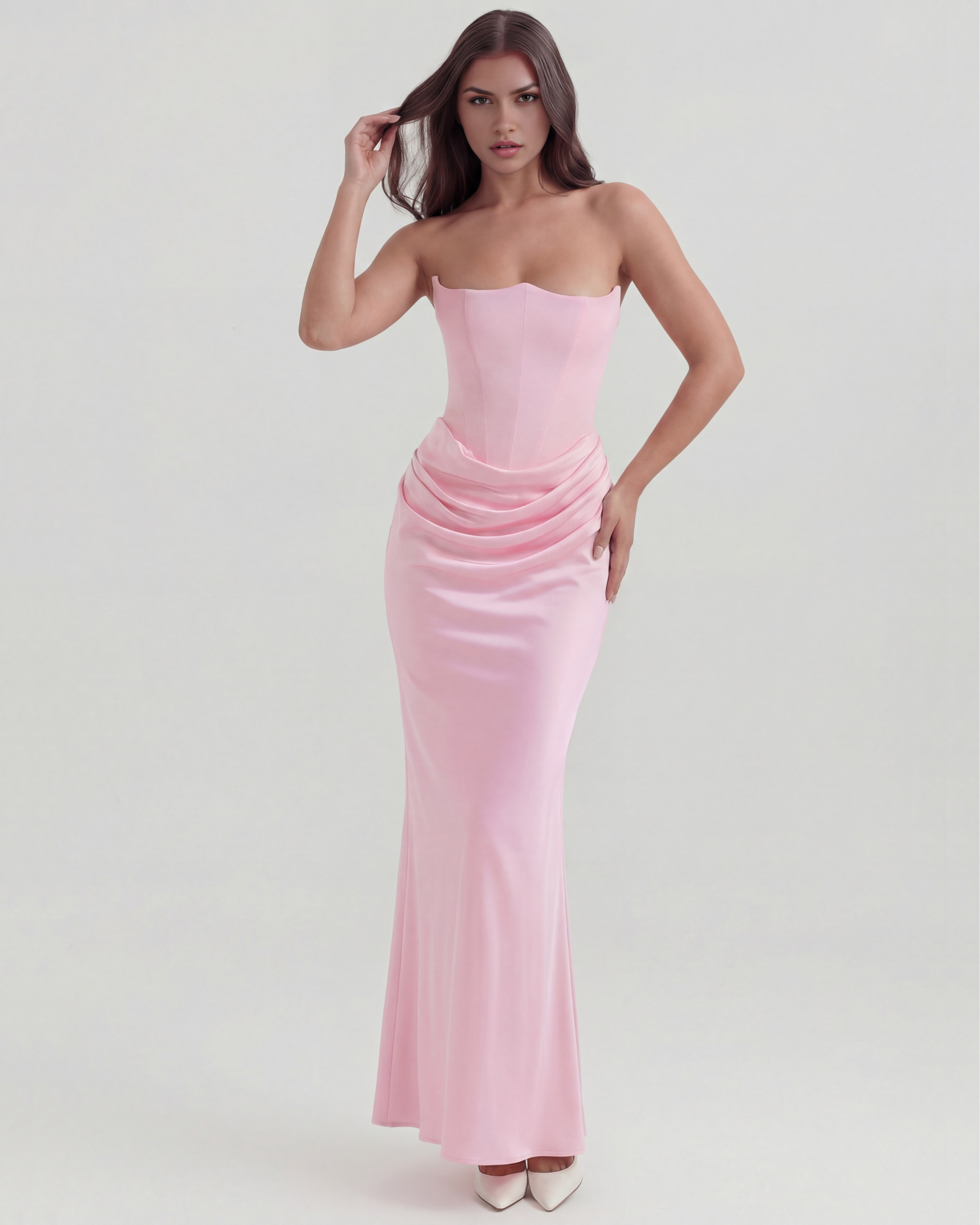 Rosalind Pembe Maxi Elbise
