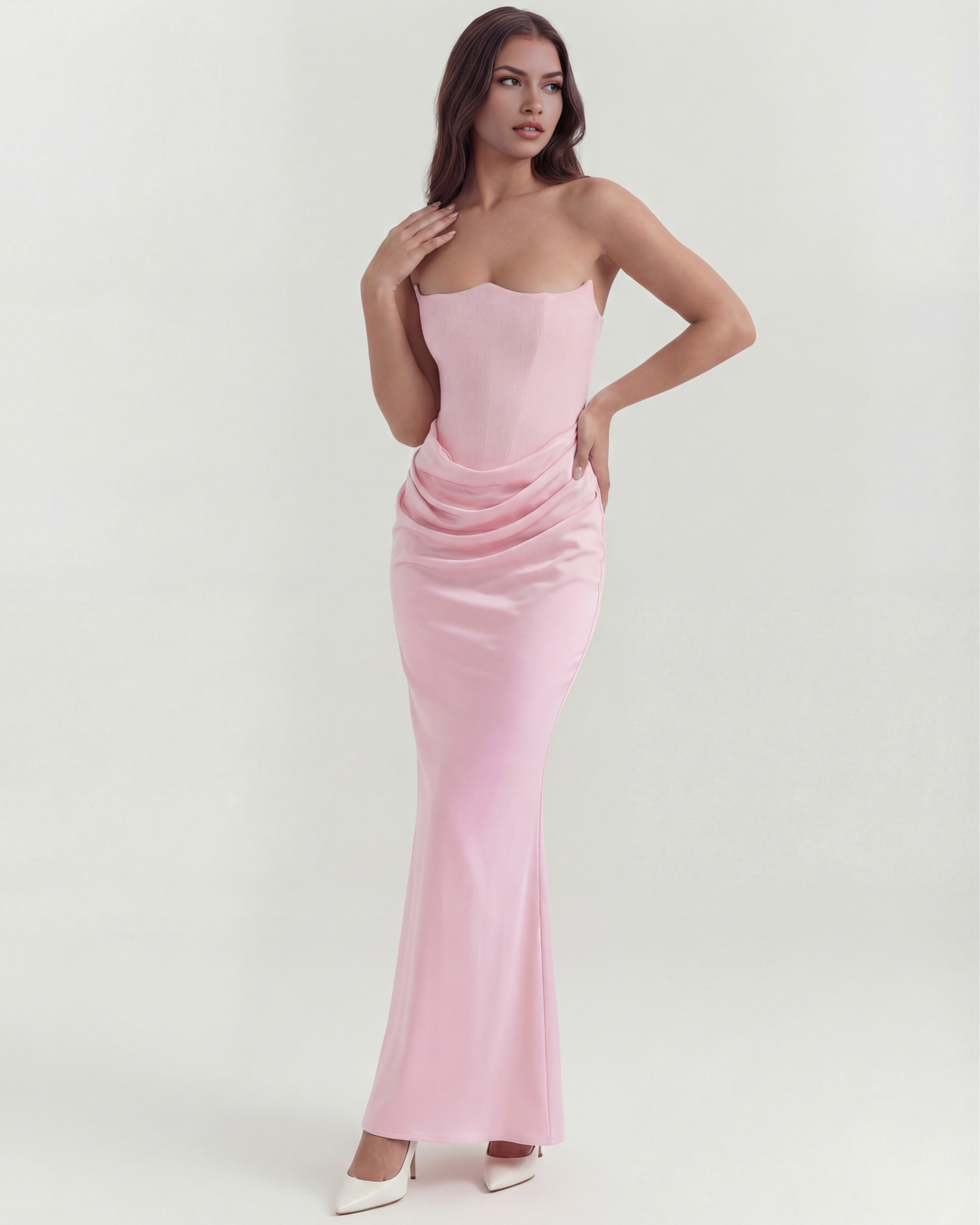 Rosalind Pembe Maxi Elbise