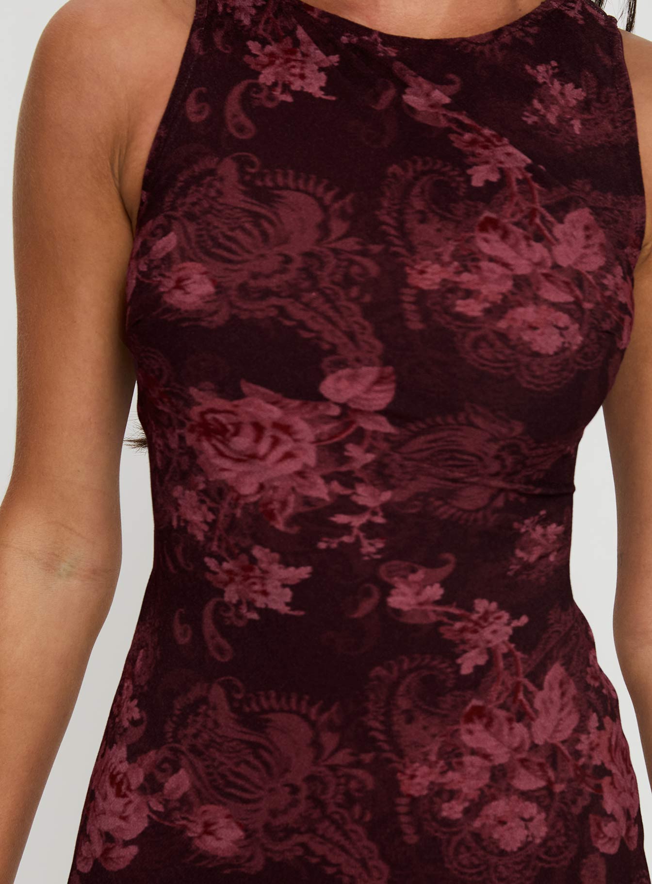 Bordo Paisley Desenli Vivre Mini Elbise