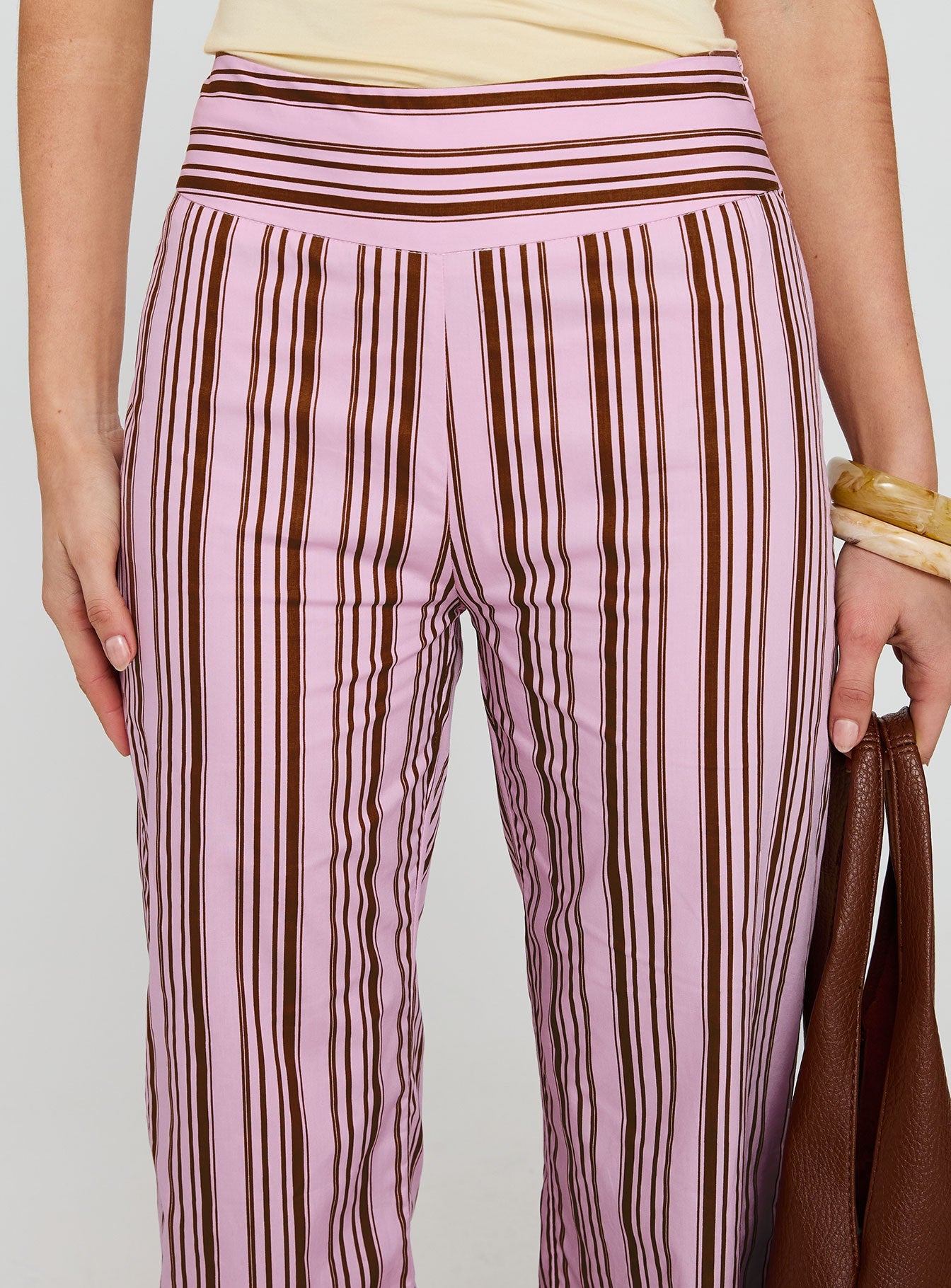 Leocadie Pembe Çizgili Pantolon