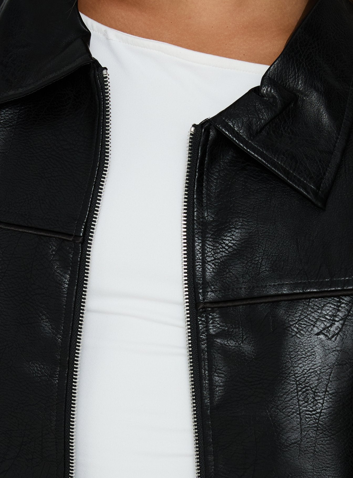 Siyah Faux Deri Bomber Ceket - Altıncı