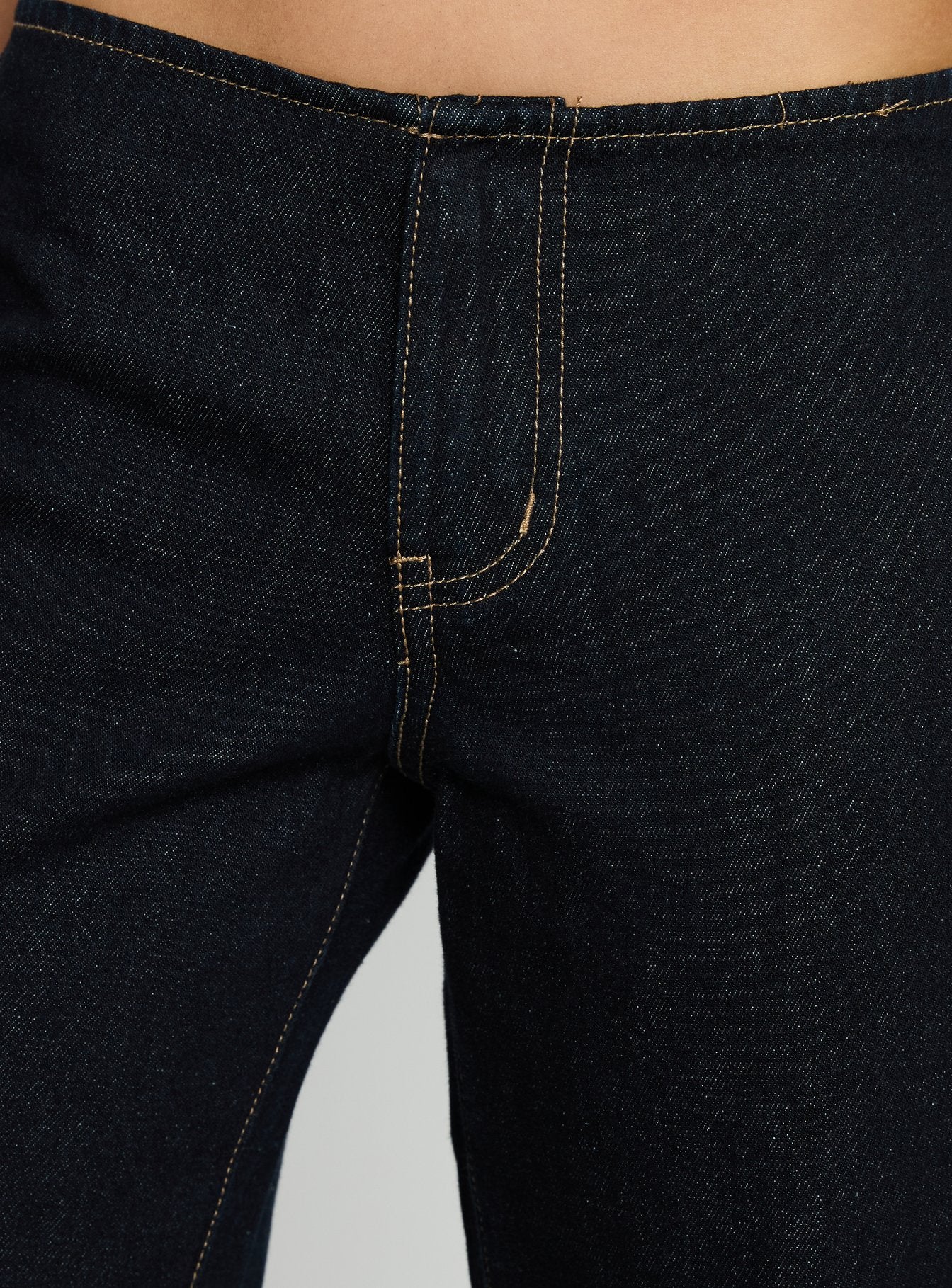 Buenos No Waist Düşük Bel Ham Denim Düz Paça Kot Pantolon