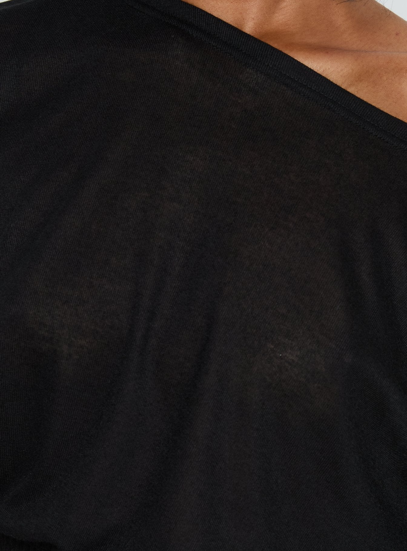 Dayten Şeffaf Siyah Off Shoulder Bluz