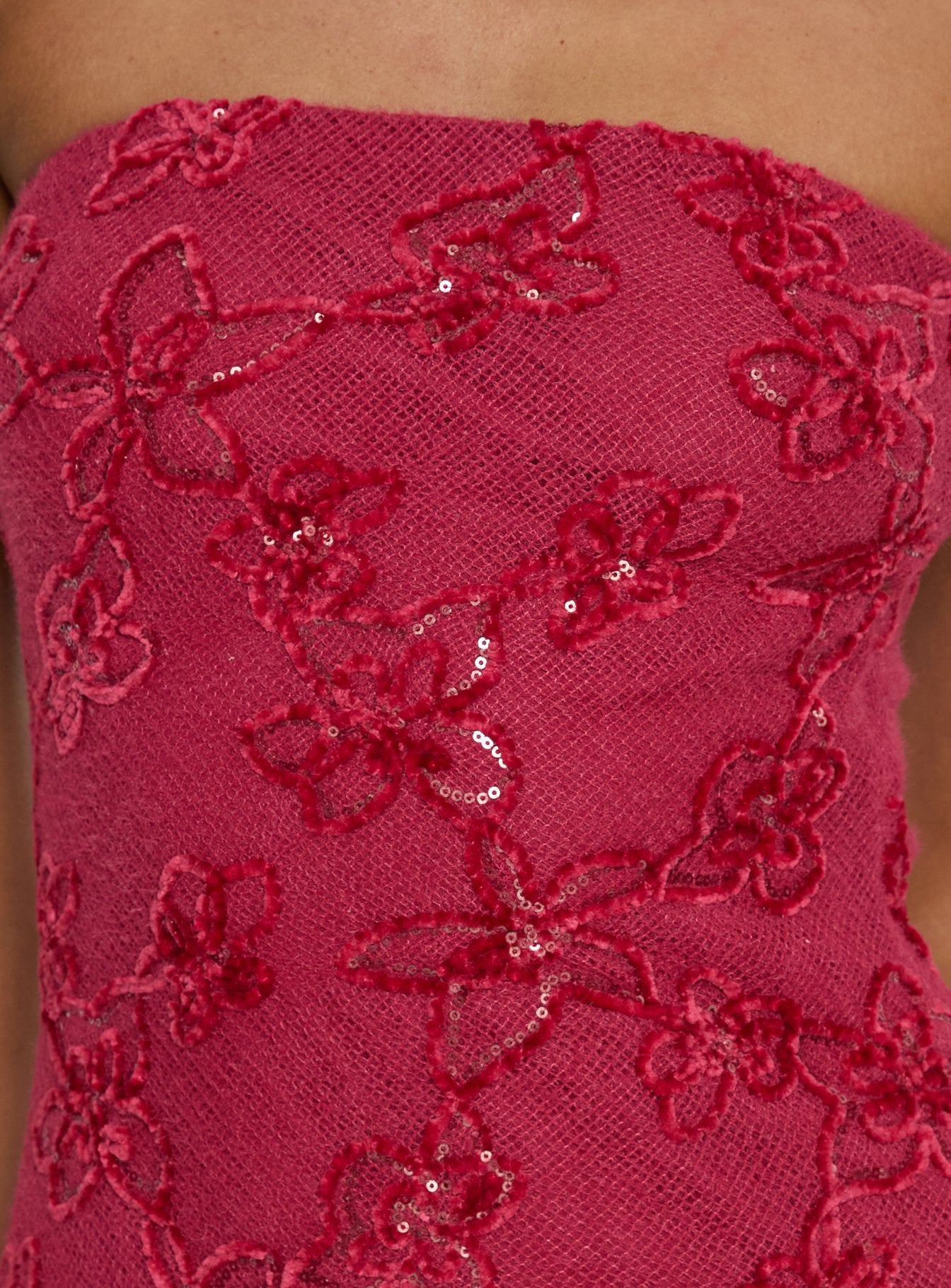 Mimosie Bordo Straplez Mini Elbise