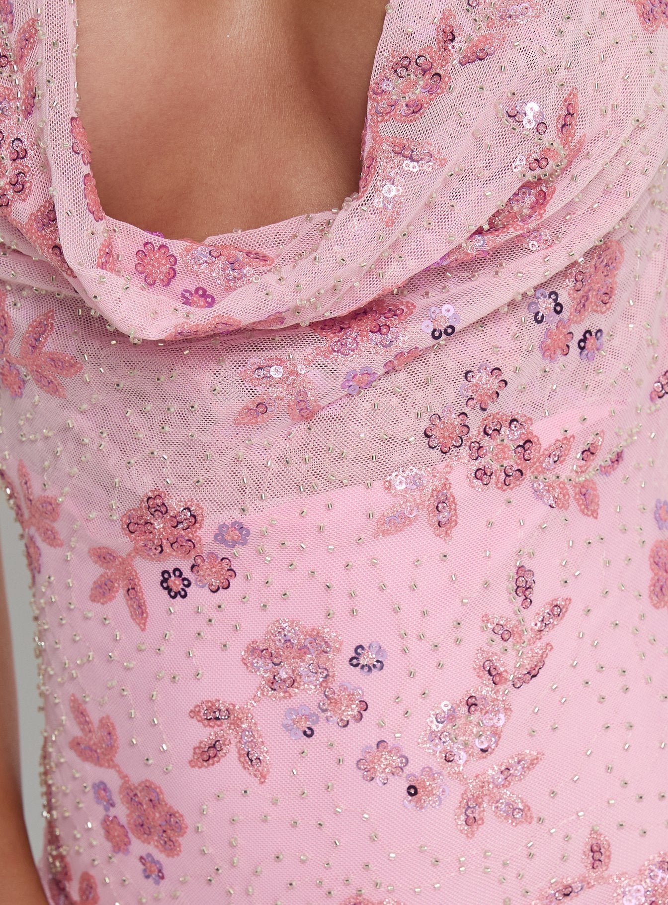Pembe Cowl Halter Tulum - Uzun Gün Işığı