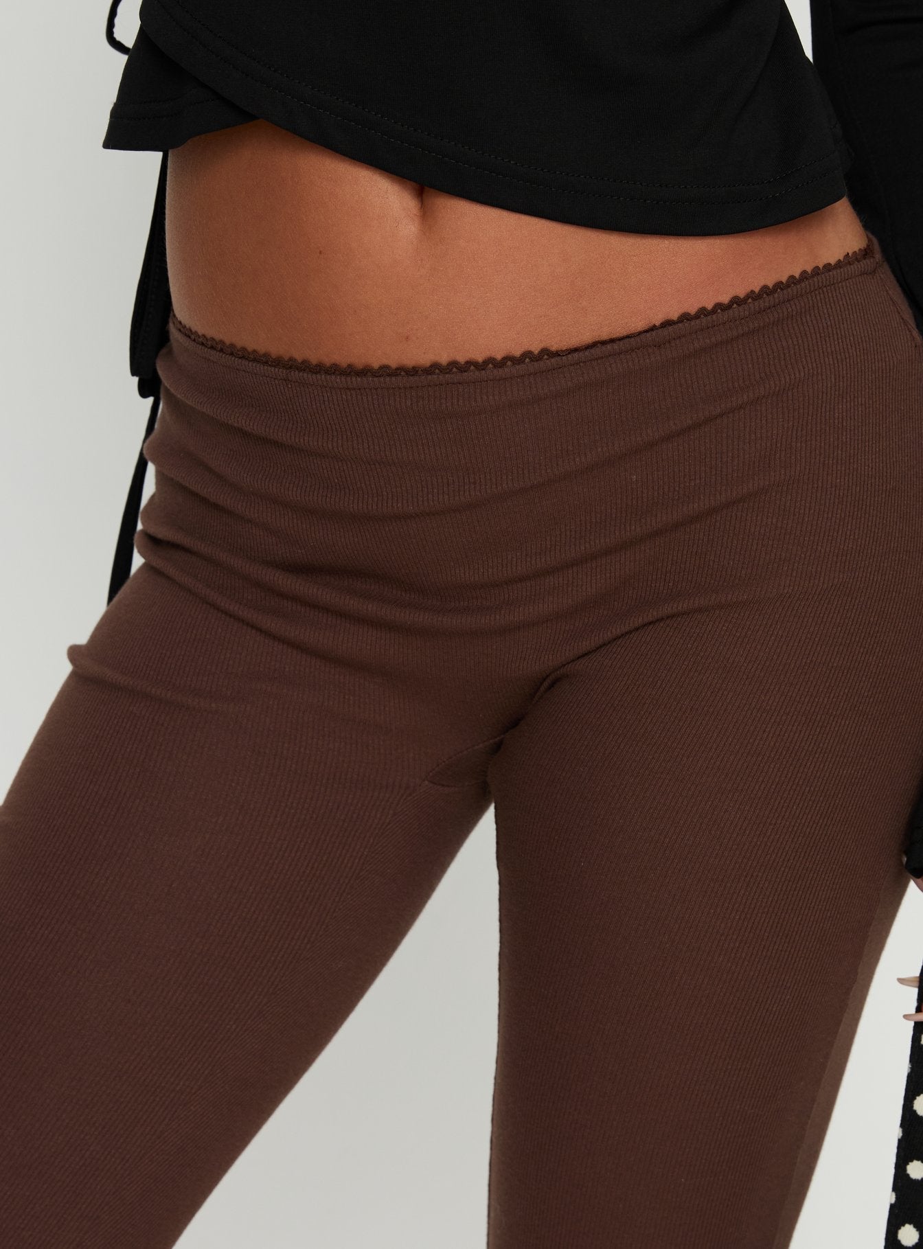Temel Rib Capri Pantolon - Çikolata Rengi