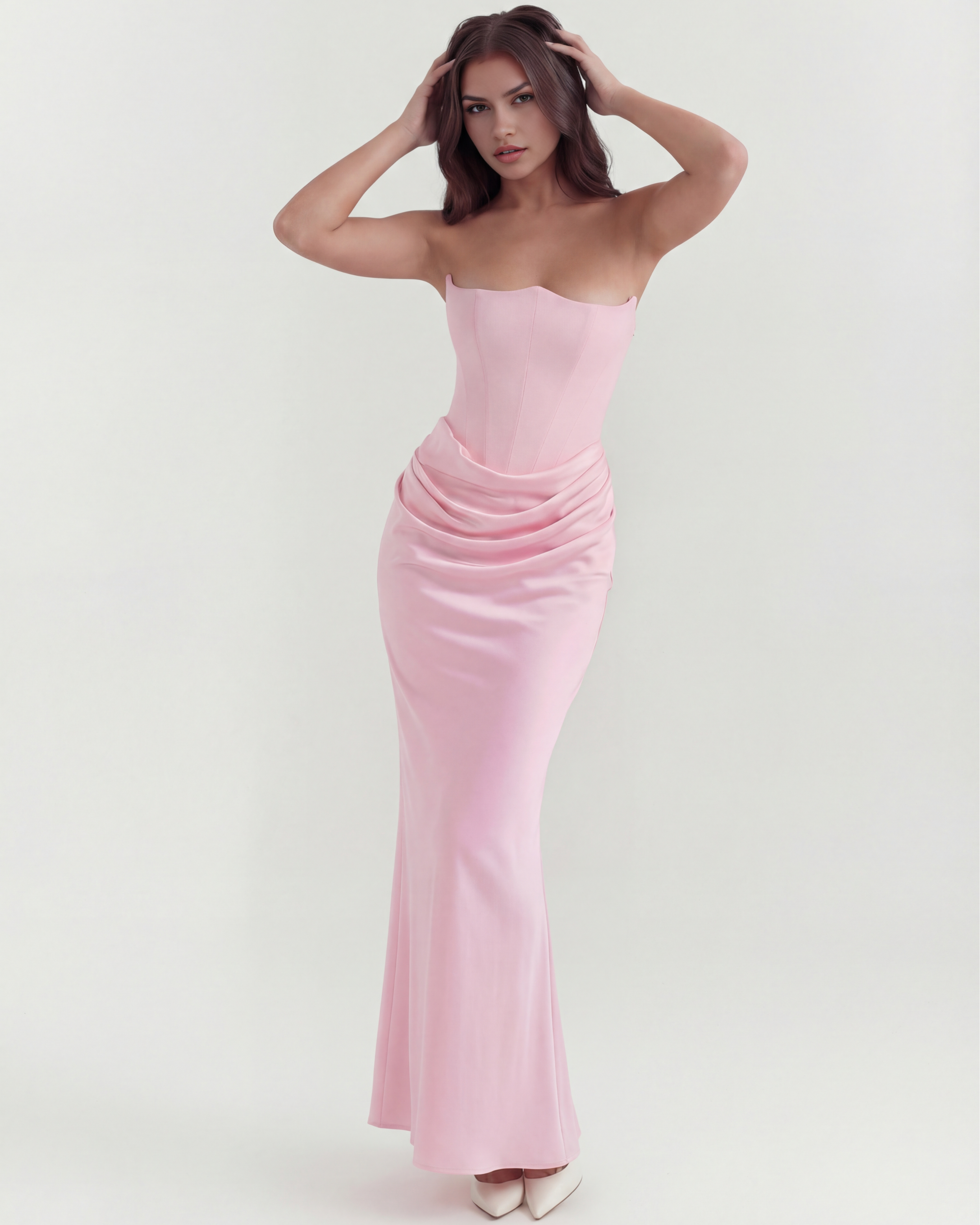 Rosalind Pembe Maxi Elbise