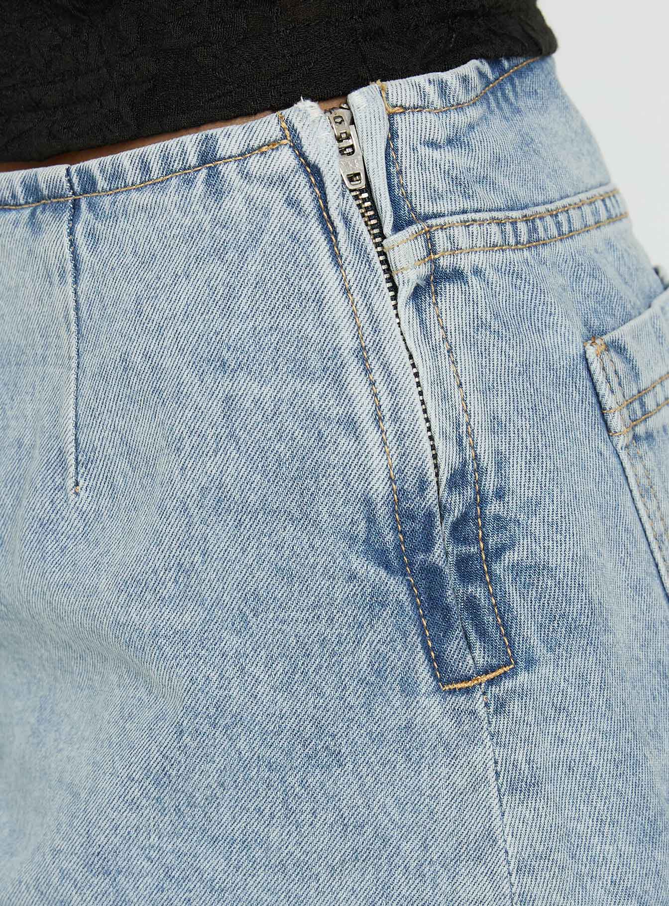 Stefenie Açık Mavi Denim Şort Etek
