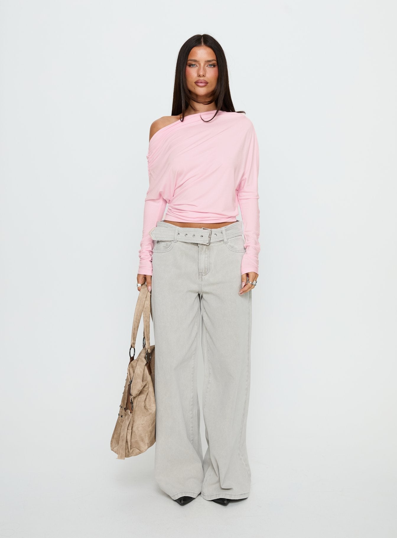 Off Shoulder Pembe Parti Bluzu