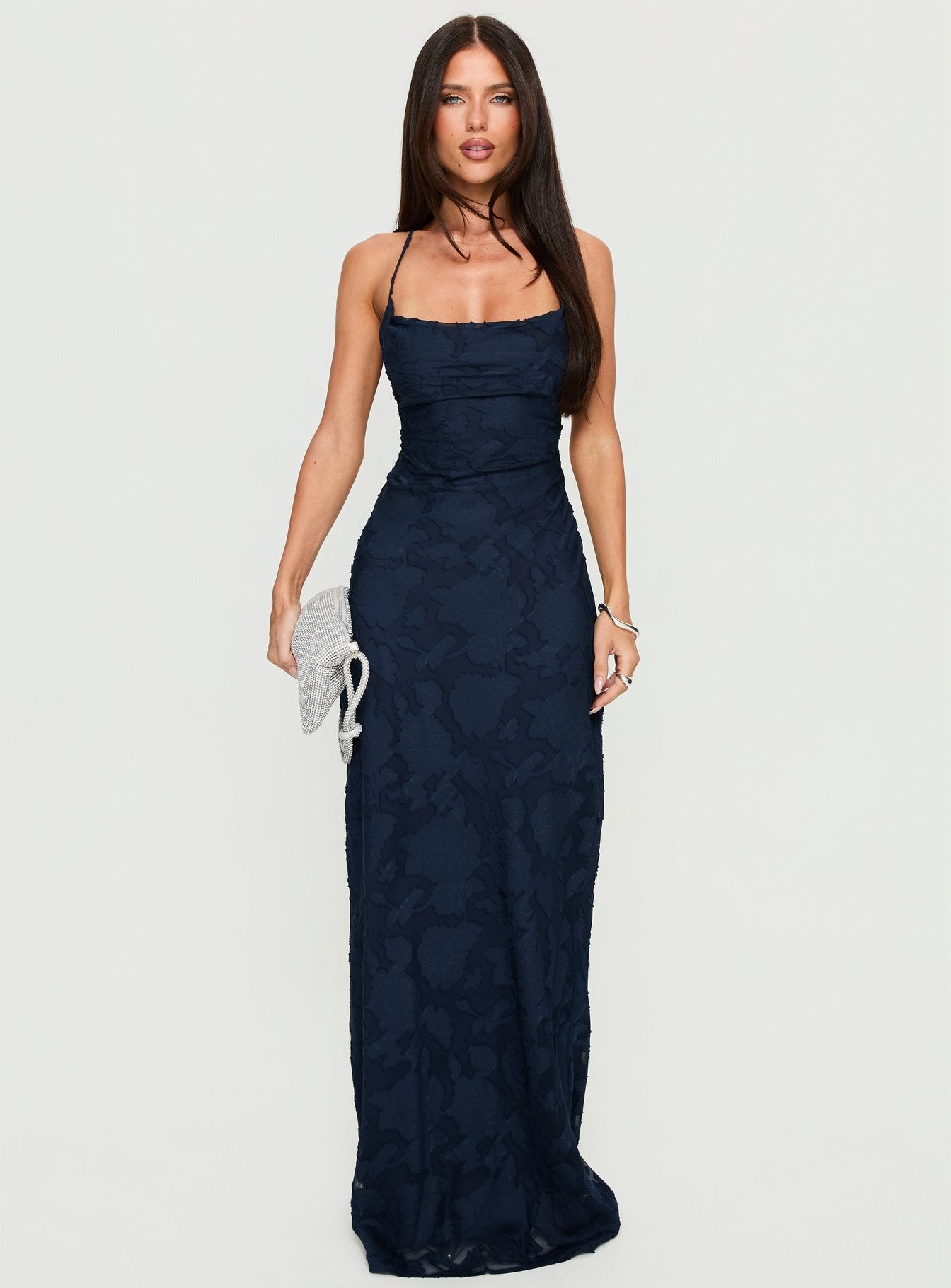 Celena Lacivert Maxi Elbise