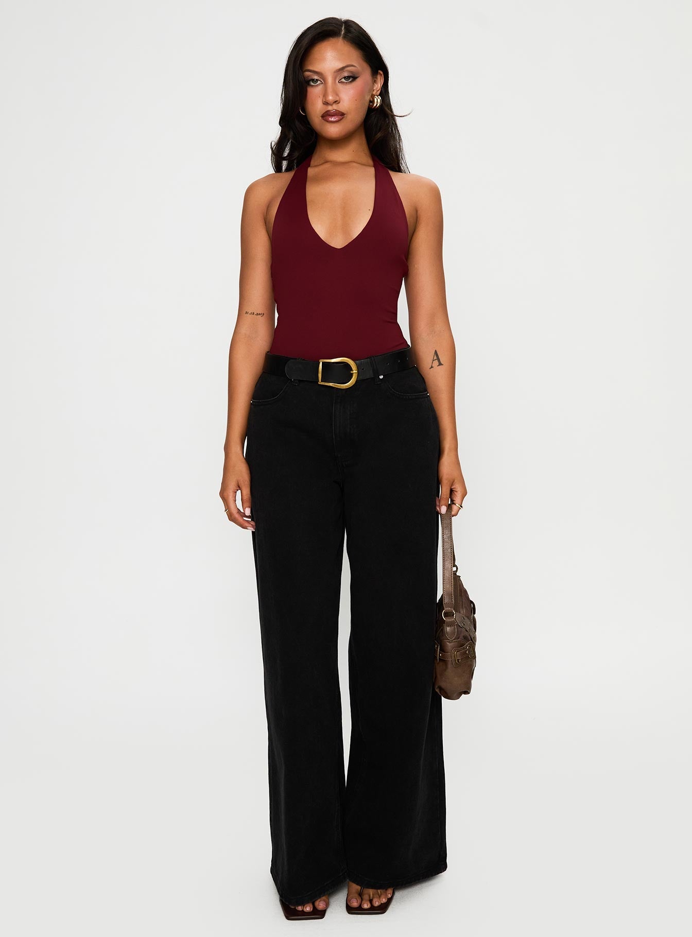 Bordo Yeni Tasarım Halter Body