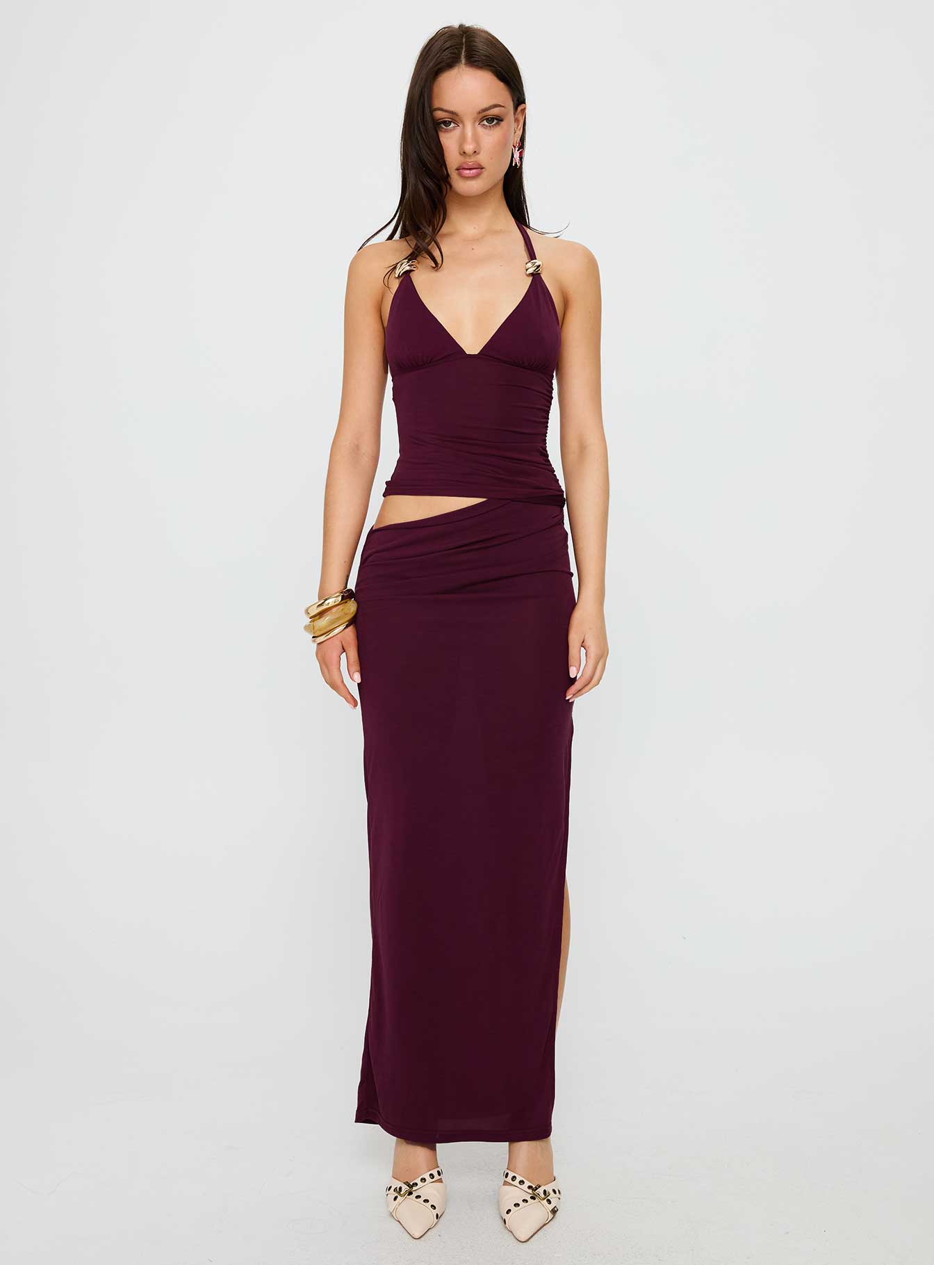 Imeraldia Kırmızı Don Halter Maxi Elbise