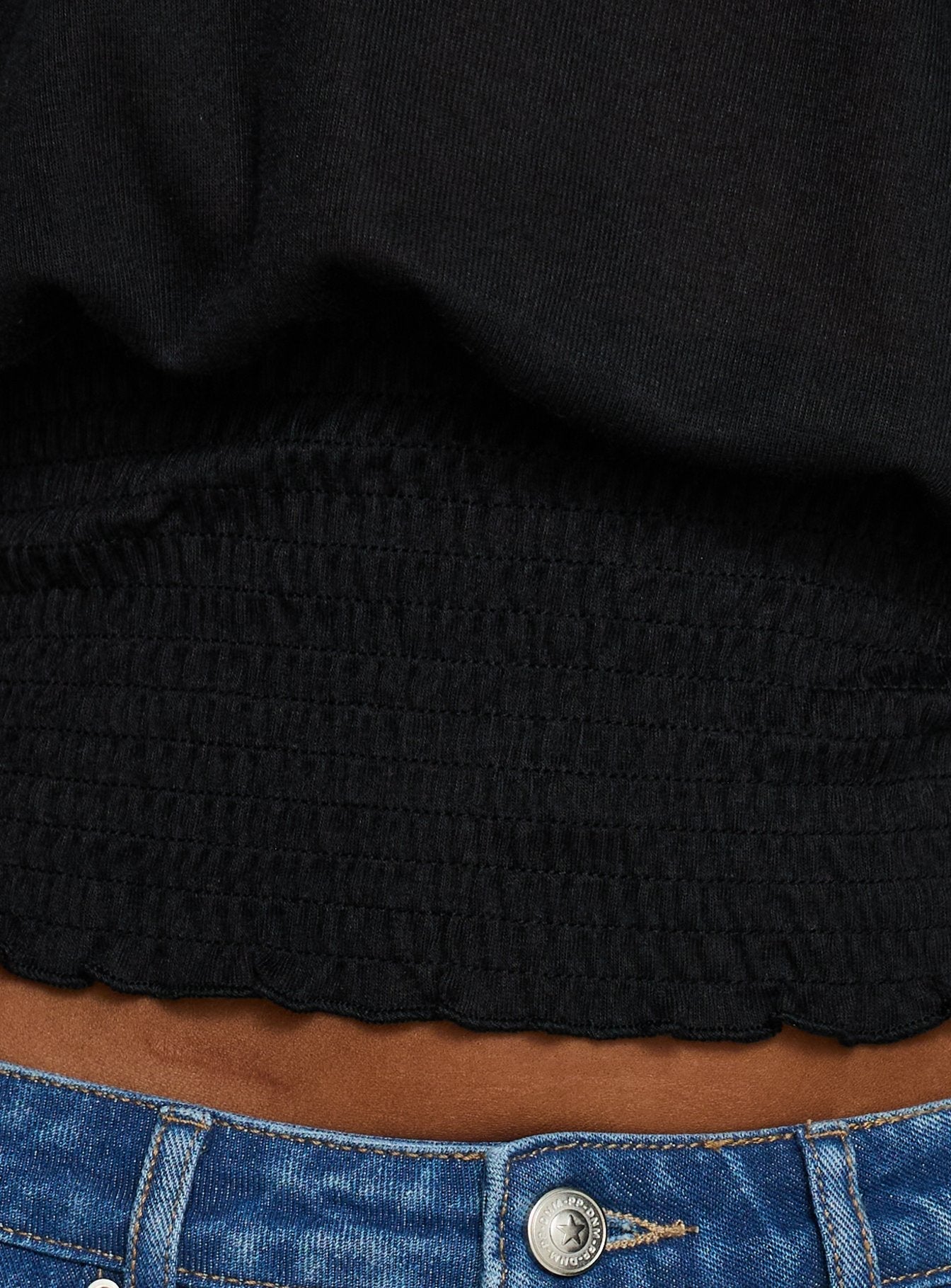 Dayten Şeffaf Siyah Off Shoulder Bluz