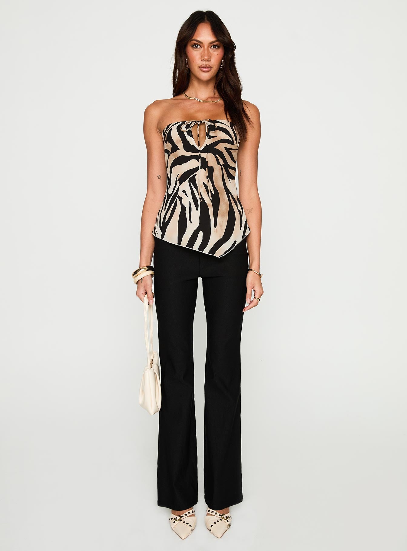 Kaplan Desenli Straplez Cut-Out Top
