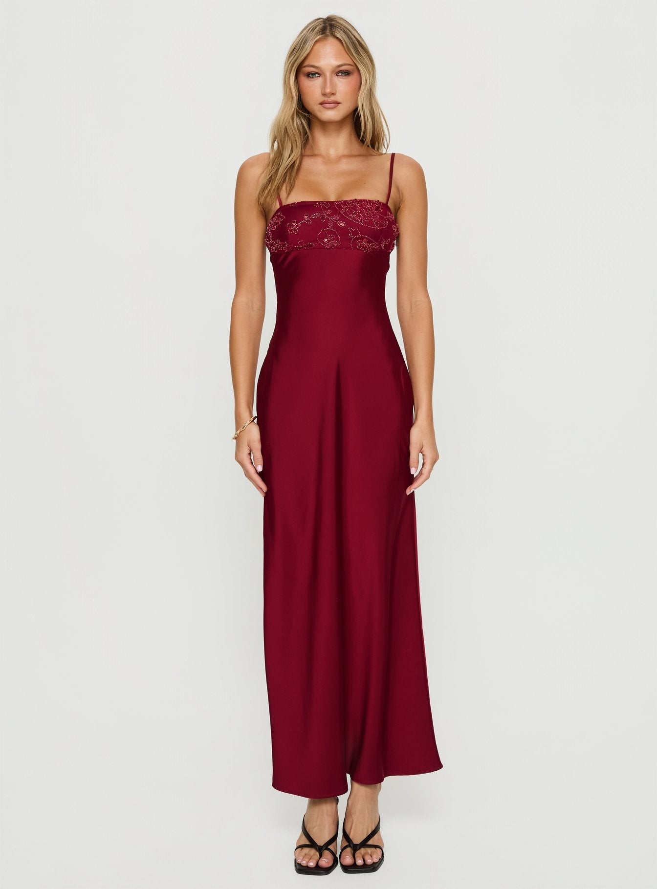 Engracia Bordo Pullu Maxi Elbise