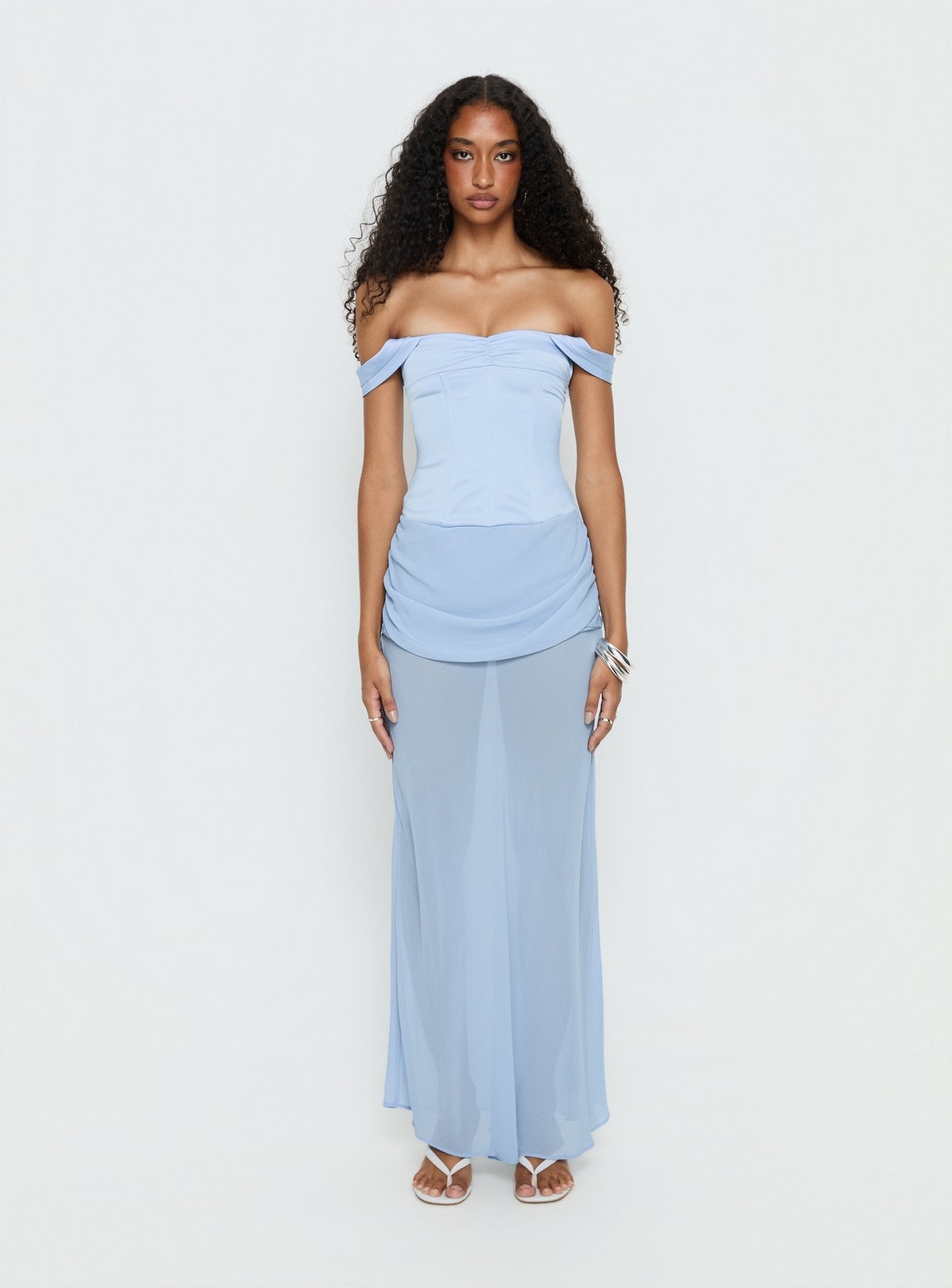 Angiola Mavi Off-Shoulder Uzun Elbise
