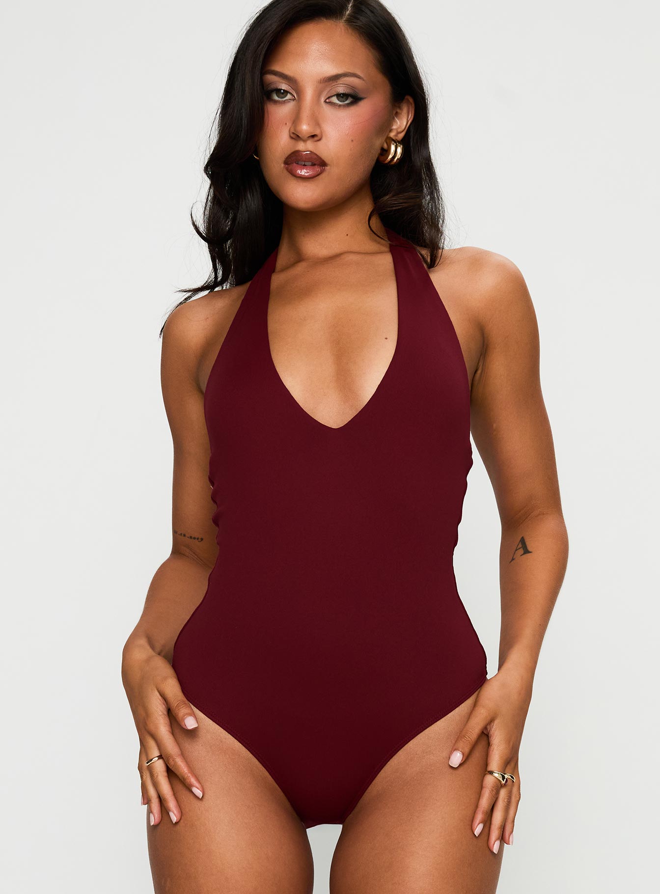 Bordo Yeni Tasarım Halter Body