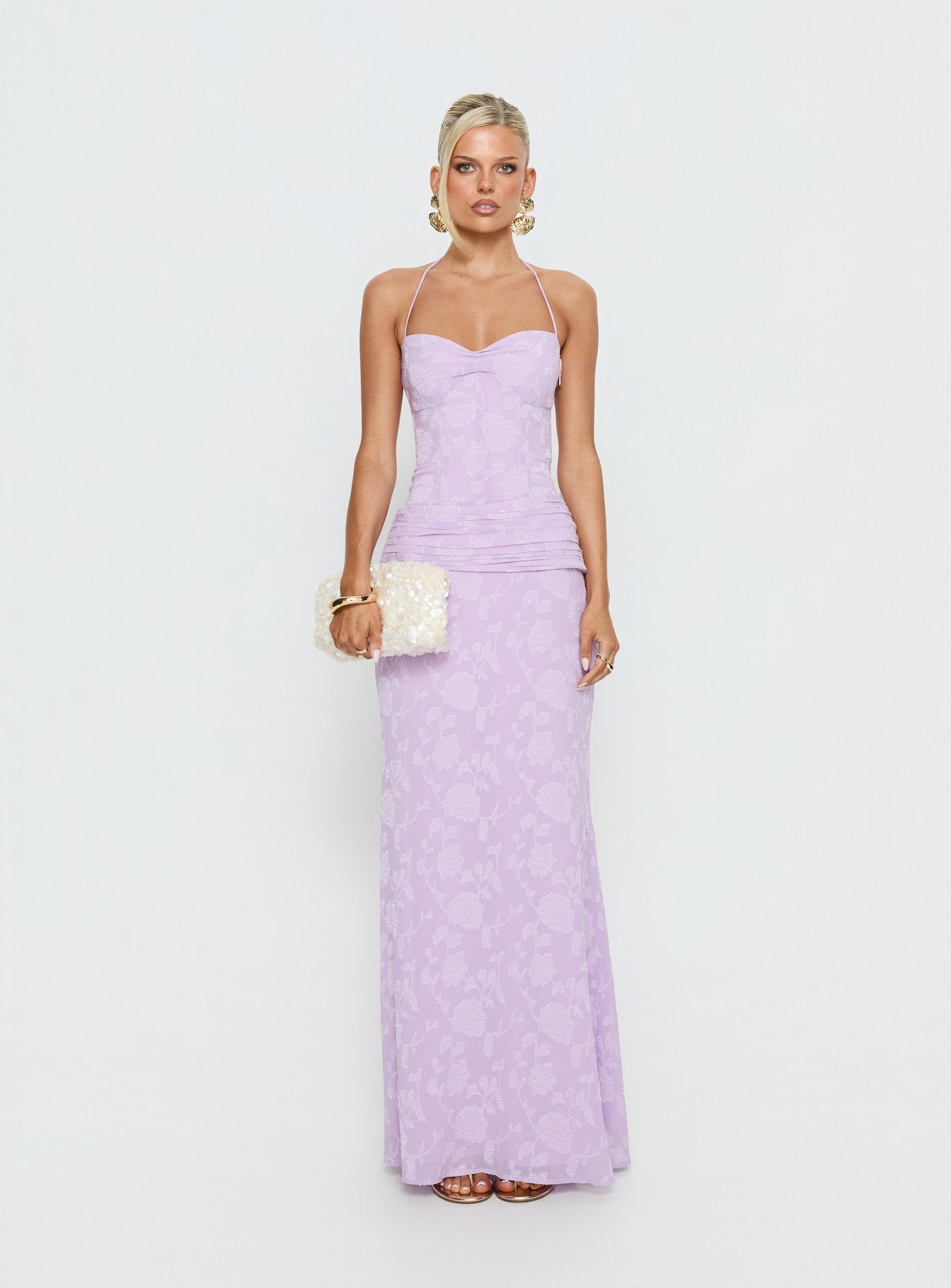 Portofino Lila Korsaj Maxi Elbise