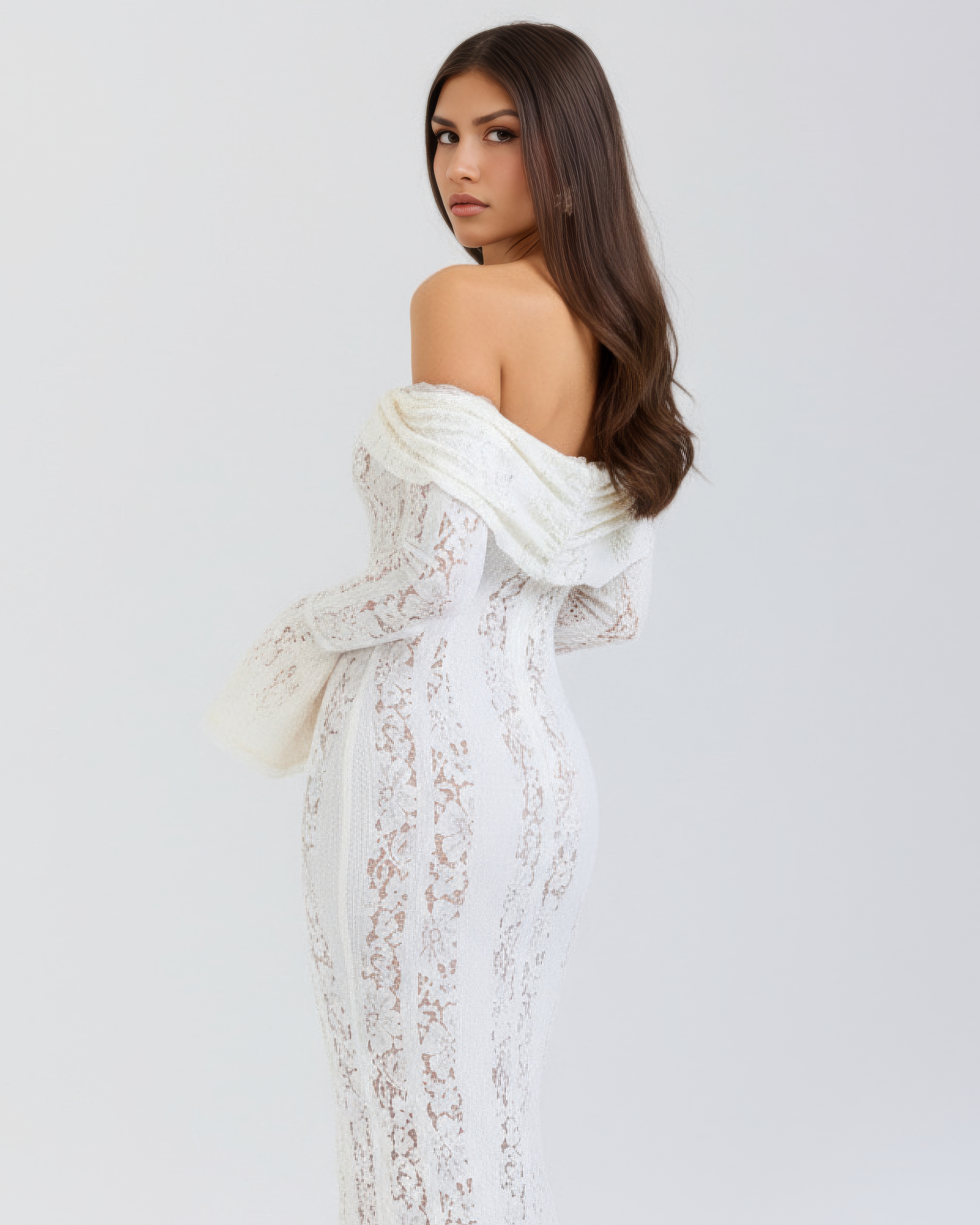 Alessandra Krem Maxi Elbise