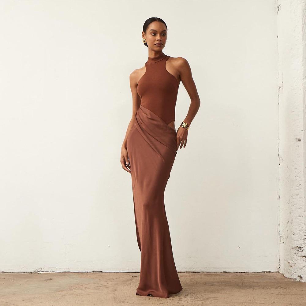 Sienna Draped Halter Maxi Dress