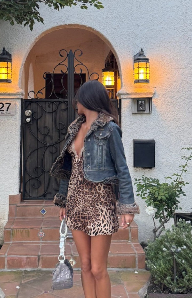 Alexa Leopar Desenli Mini Elbise
