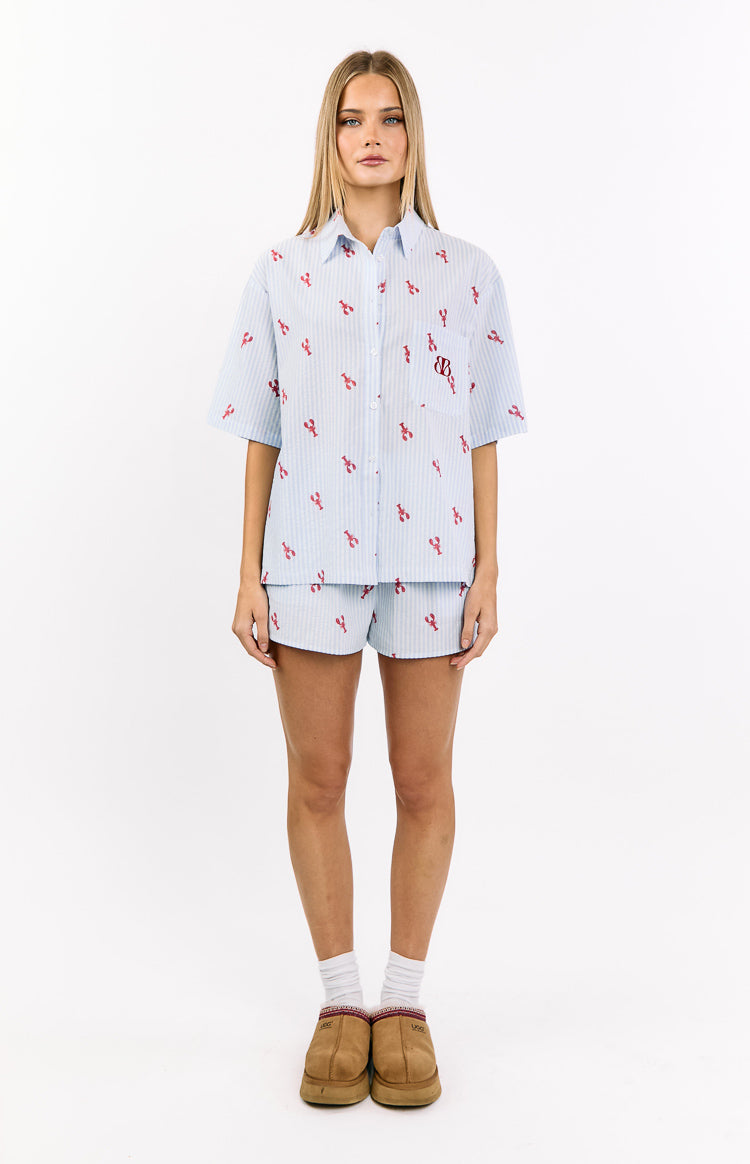 Alexea Yengeç Desenli Şık Pijama Gömleği