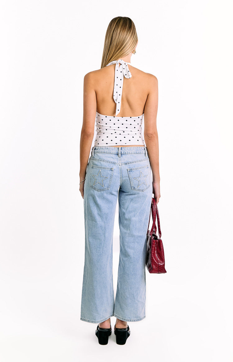 Amora Beyaz Dots Crop Top - Şık ve Rahat Tasarım