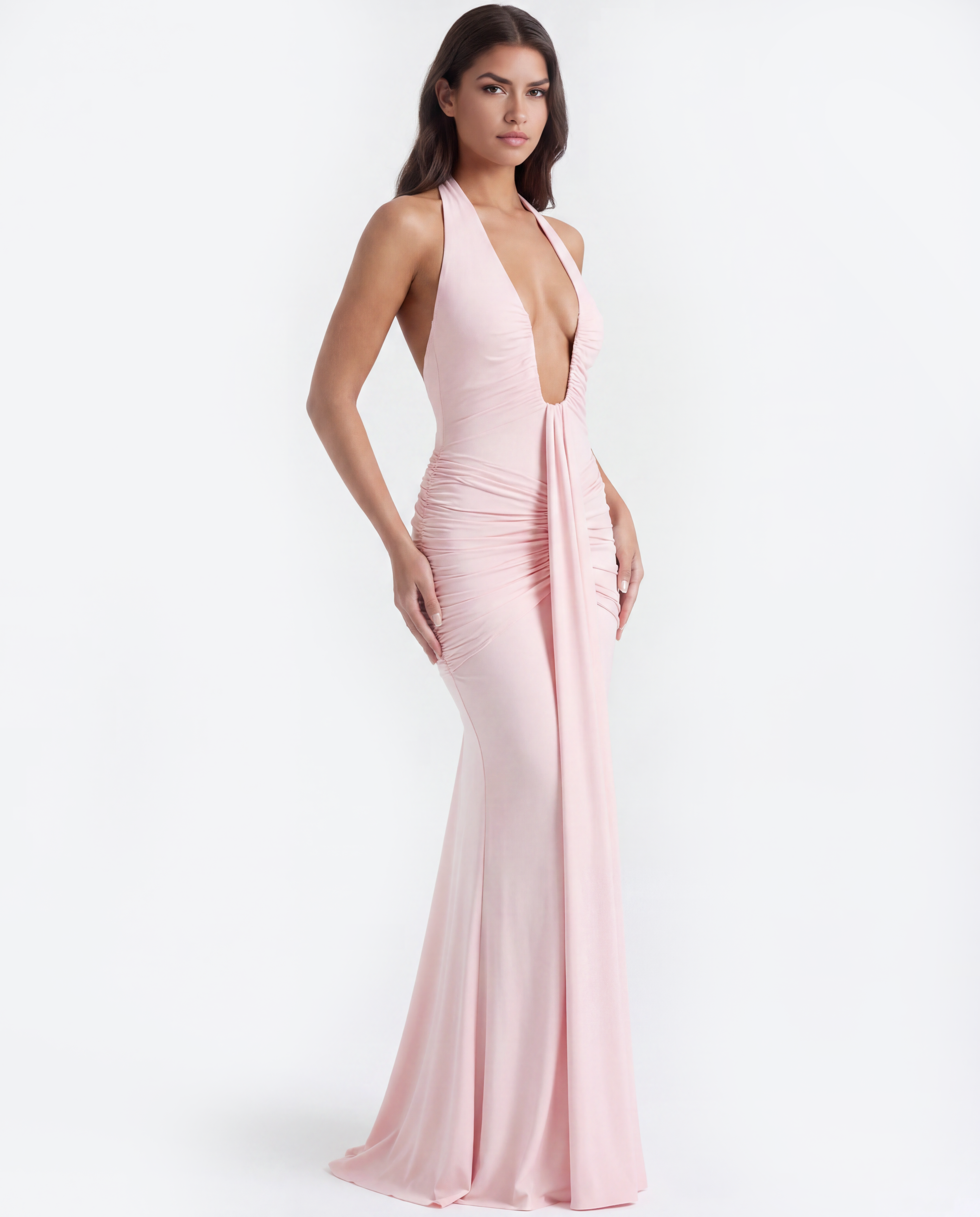 Ariel Pembe Maxi Elbise