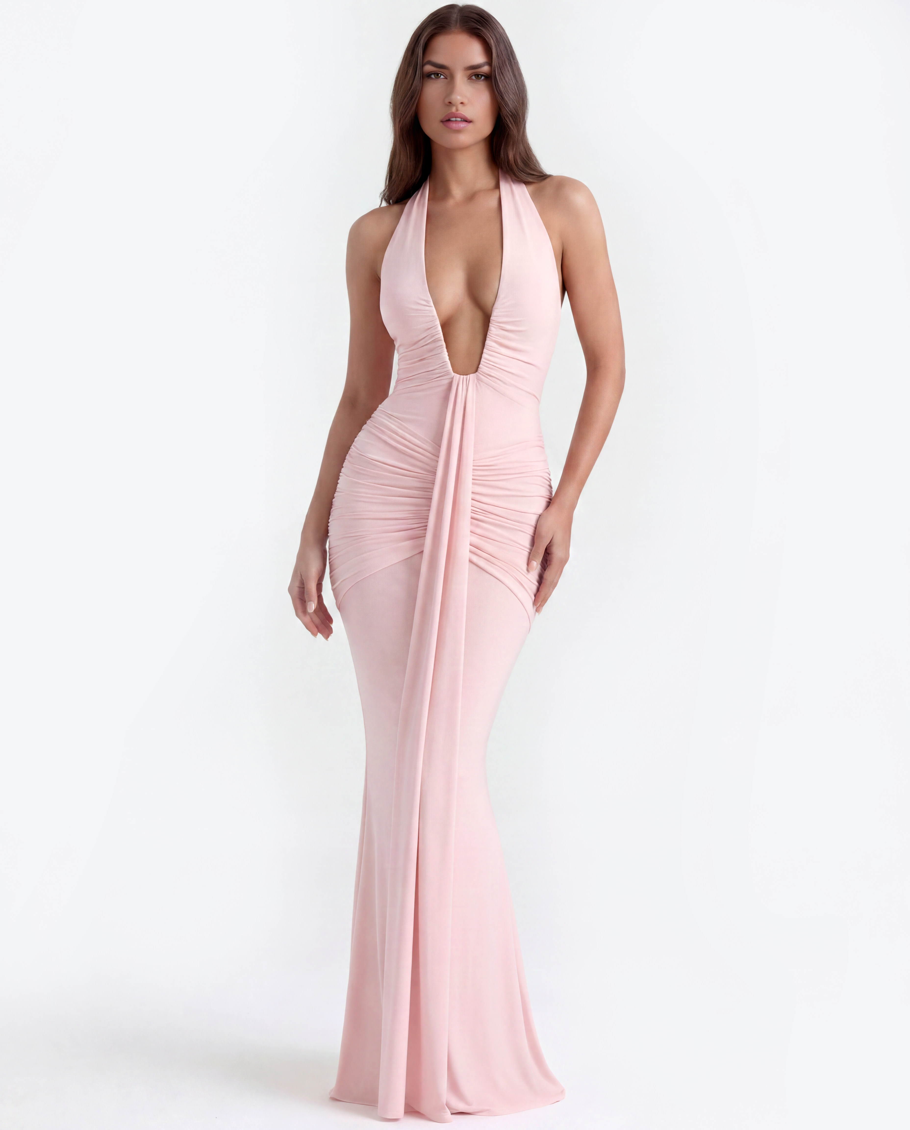 Ariel Pembe Maxi Elbise