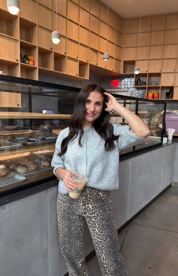Brunet Leopar Desenli Düz Paça Jean