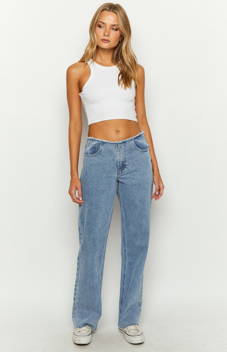 Austin Orta Bel Orta Yıkama Mavi Denim Pantolon