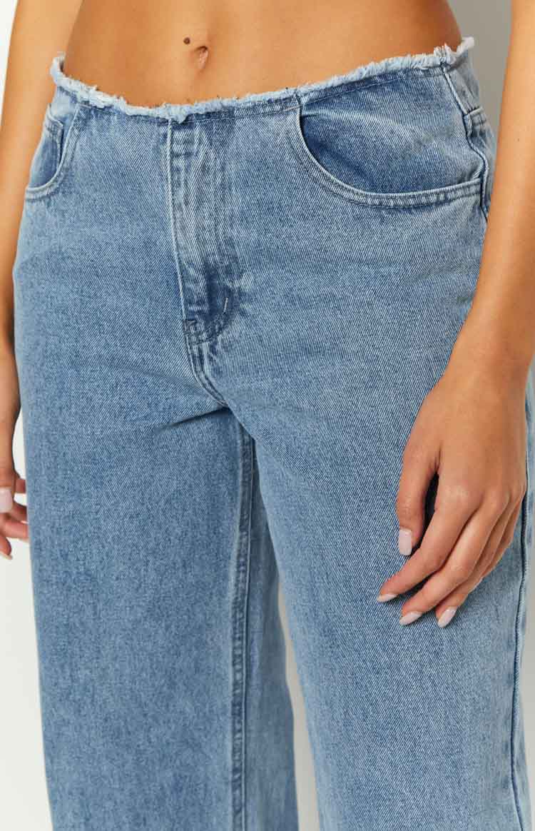 Austin Orta Bel Orta Yıkama Mavi Denim Pantolon