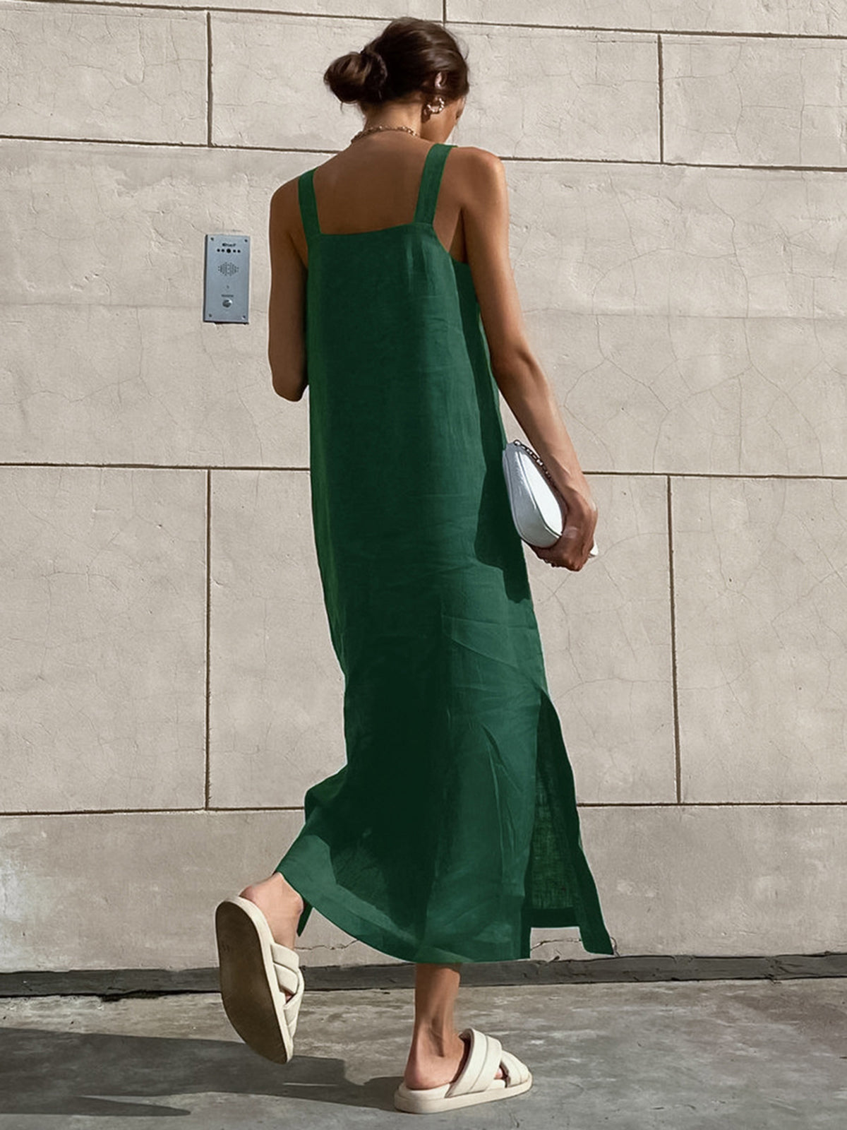 Minimalist Stil Pamuklu Askılı Maxi Elbise
