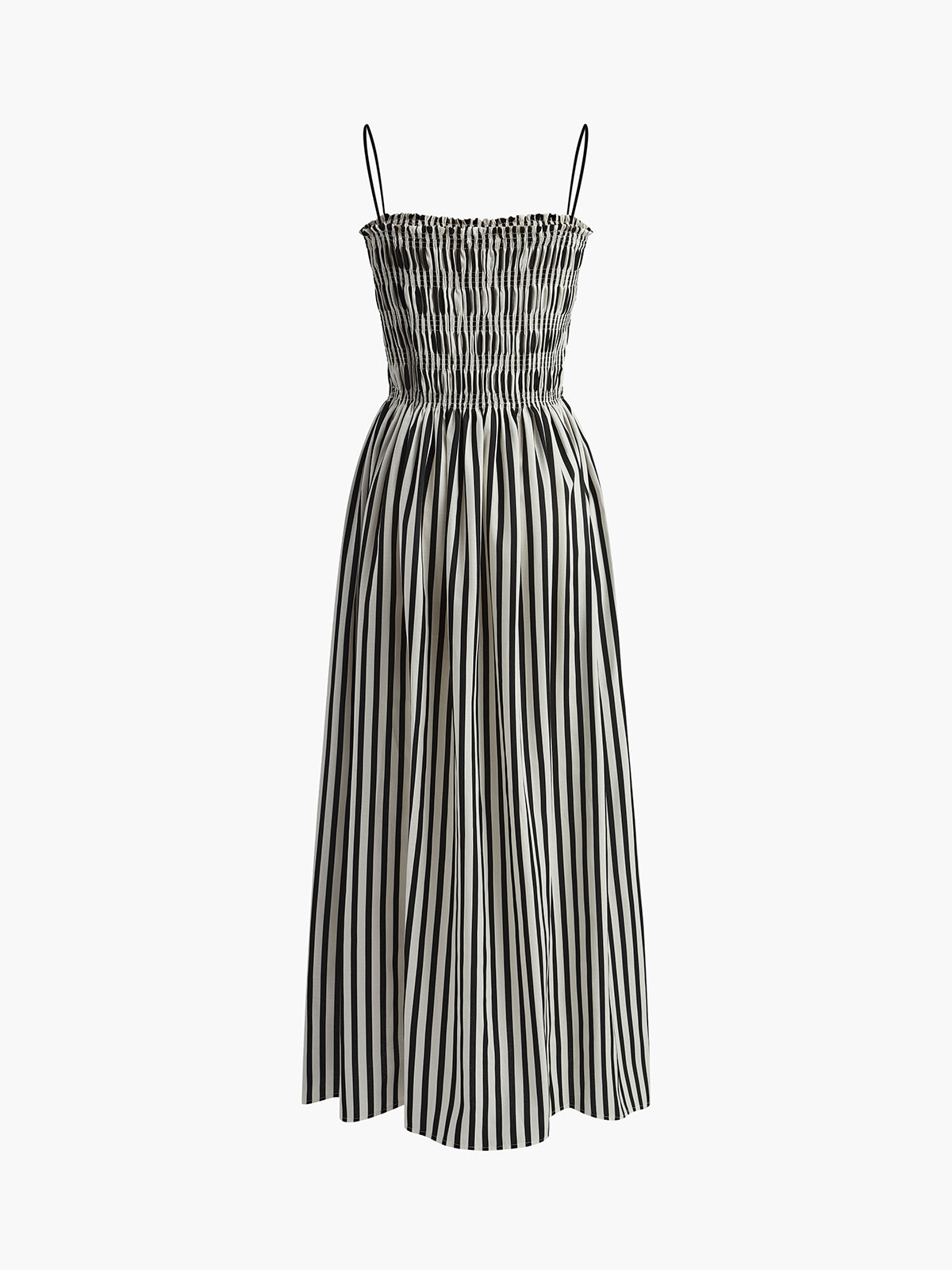 Kolsuz Pinstripe Desenli Uzun Elbise