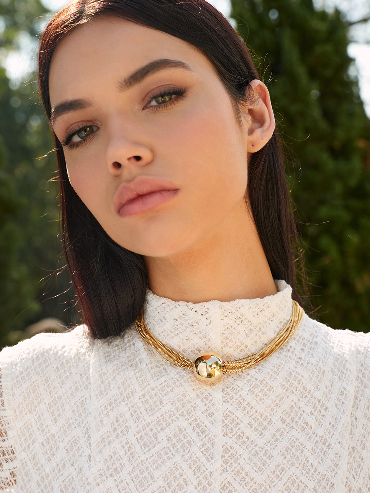 Çoklu Zincir Parlak Top Choker