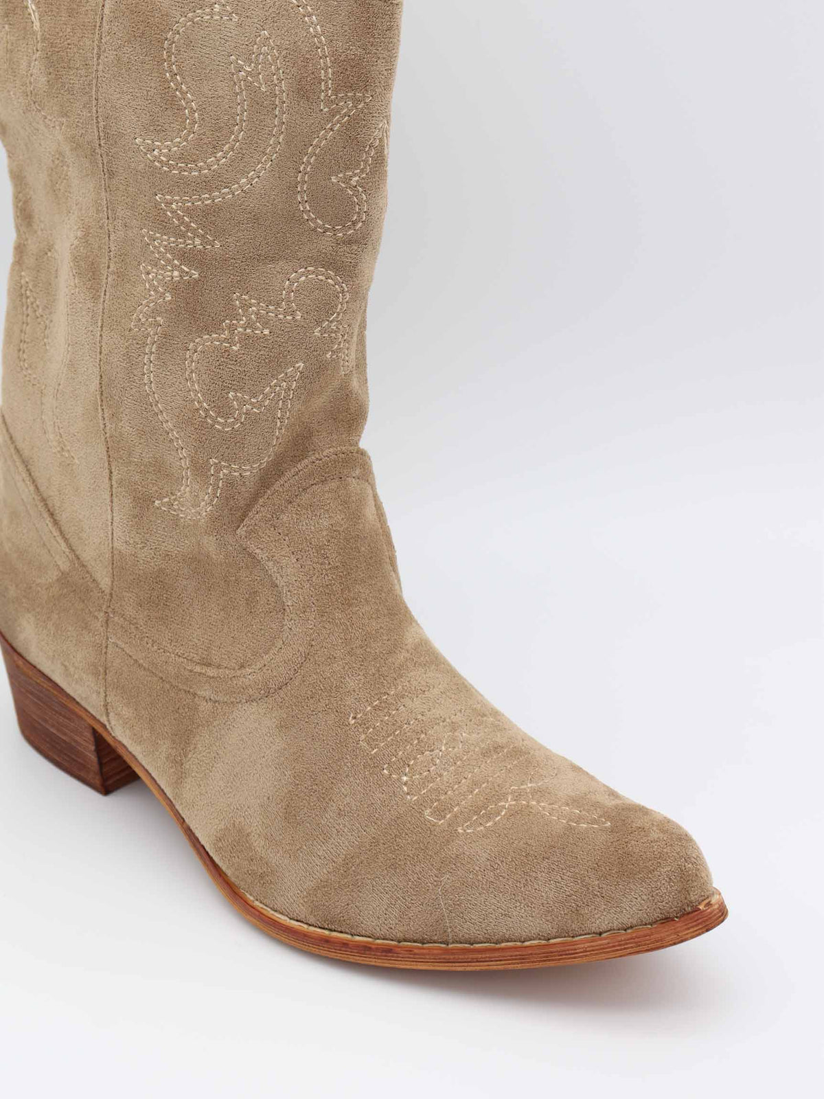 Bej Suni Deri Bassau Cowboy Botları